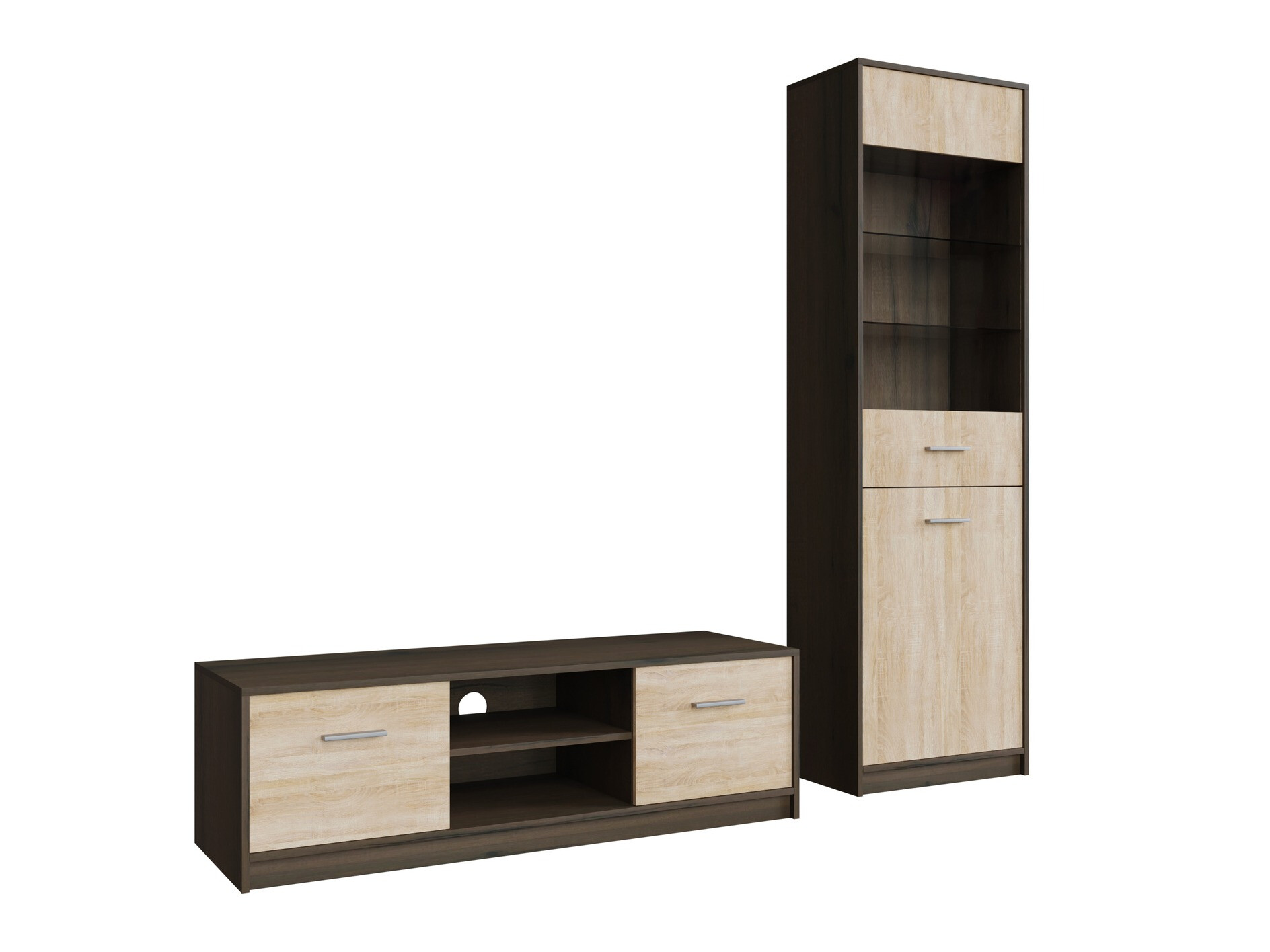 Set za dnevnu sobu Novsore 161 (Tamni hrast + Sonoma hrast)