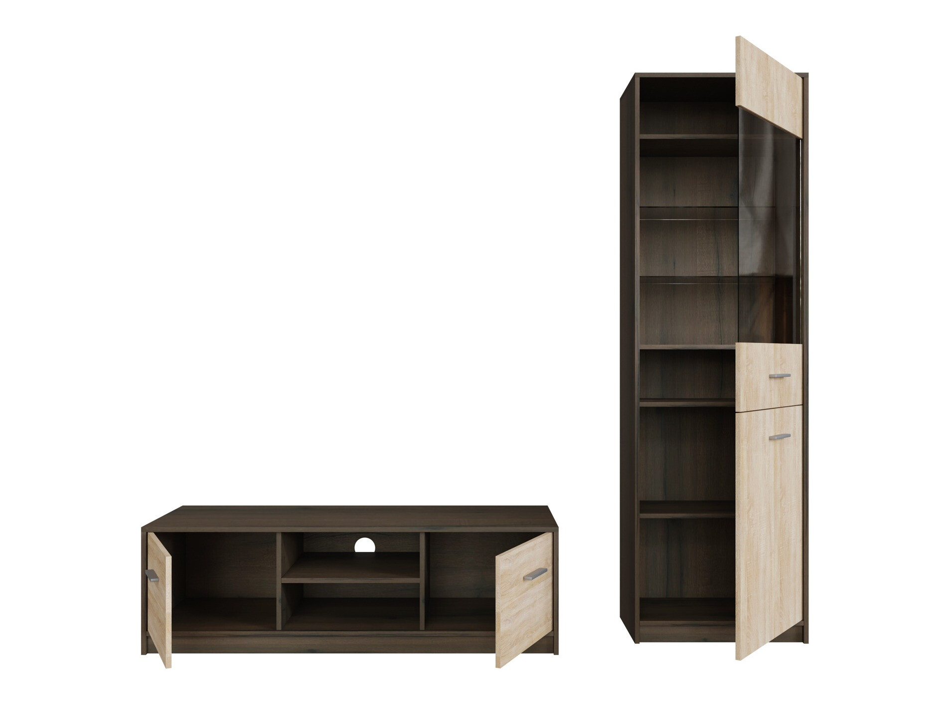 Set za dnevnu sobu Novsore 161 (Tamni hrast + Sonoma hrast)