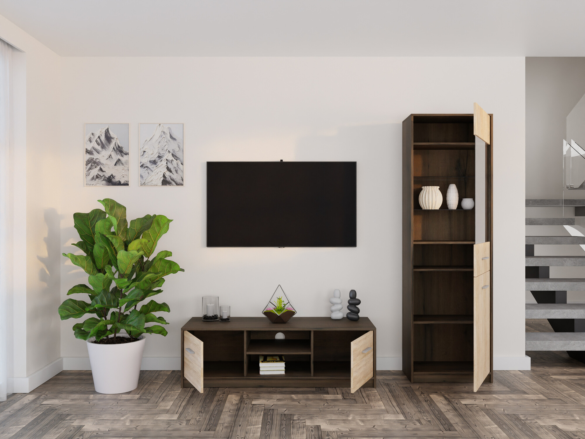 Set za dnevnu sobu Novsore 161 (Tamni hrast + Sonoma hrast)