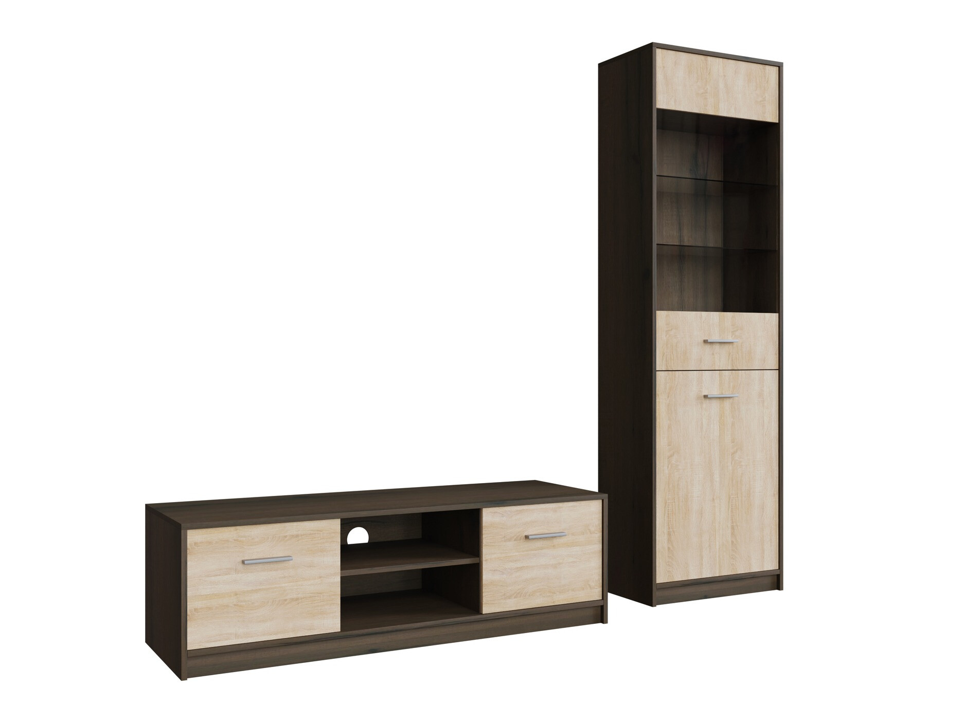 Set za dnevnu sobu Novsore 161 (Tamni hrast + Sonoma hrast)