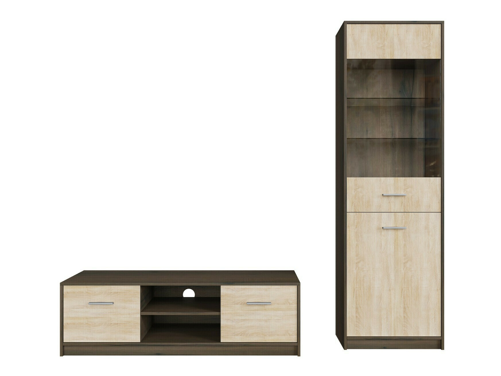 Set za dnevnu sobu Novsore 161 (Tamni hrast + Sonoma hrast)