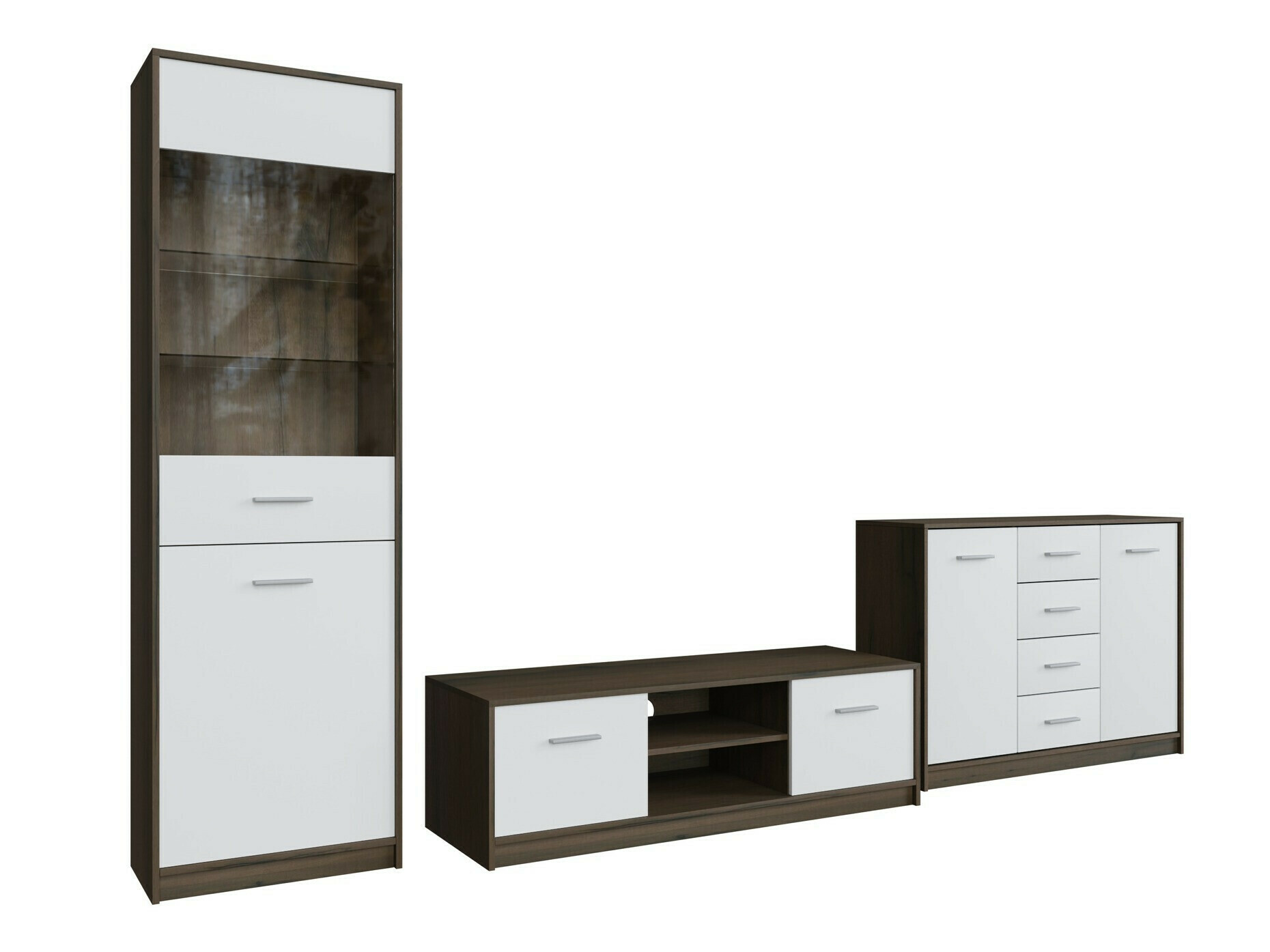 Set za dnevnu sobu Novsore 162 (Tamni hrast + Belo)