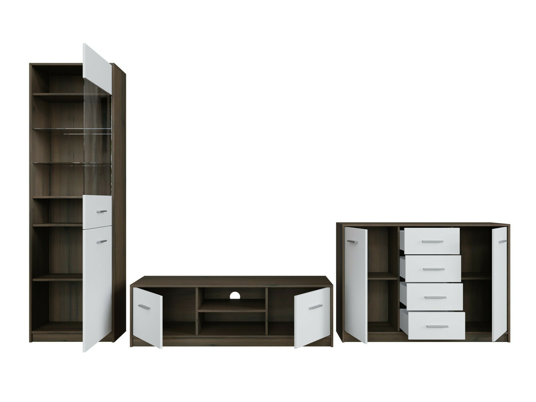 Set za dnevnu sobu Novsore 162 (Tamni hrast + Belo)