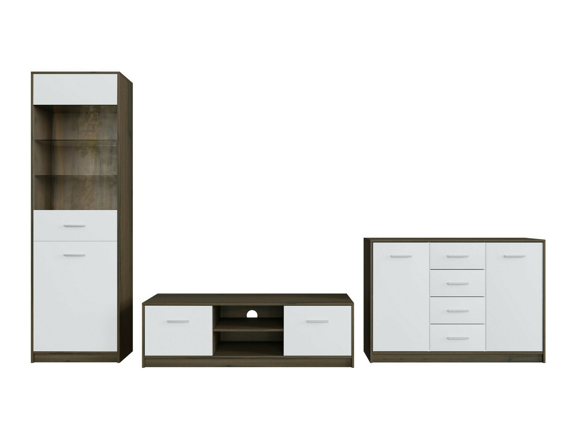 Set za dnevnu sobu Novsore 162 (Tamni hrast + Belo)