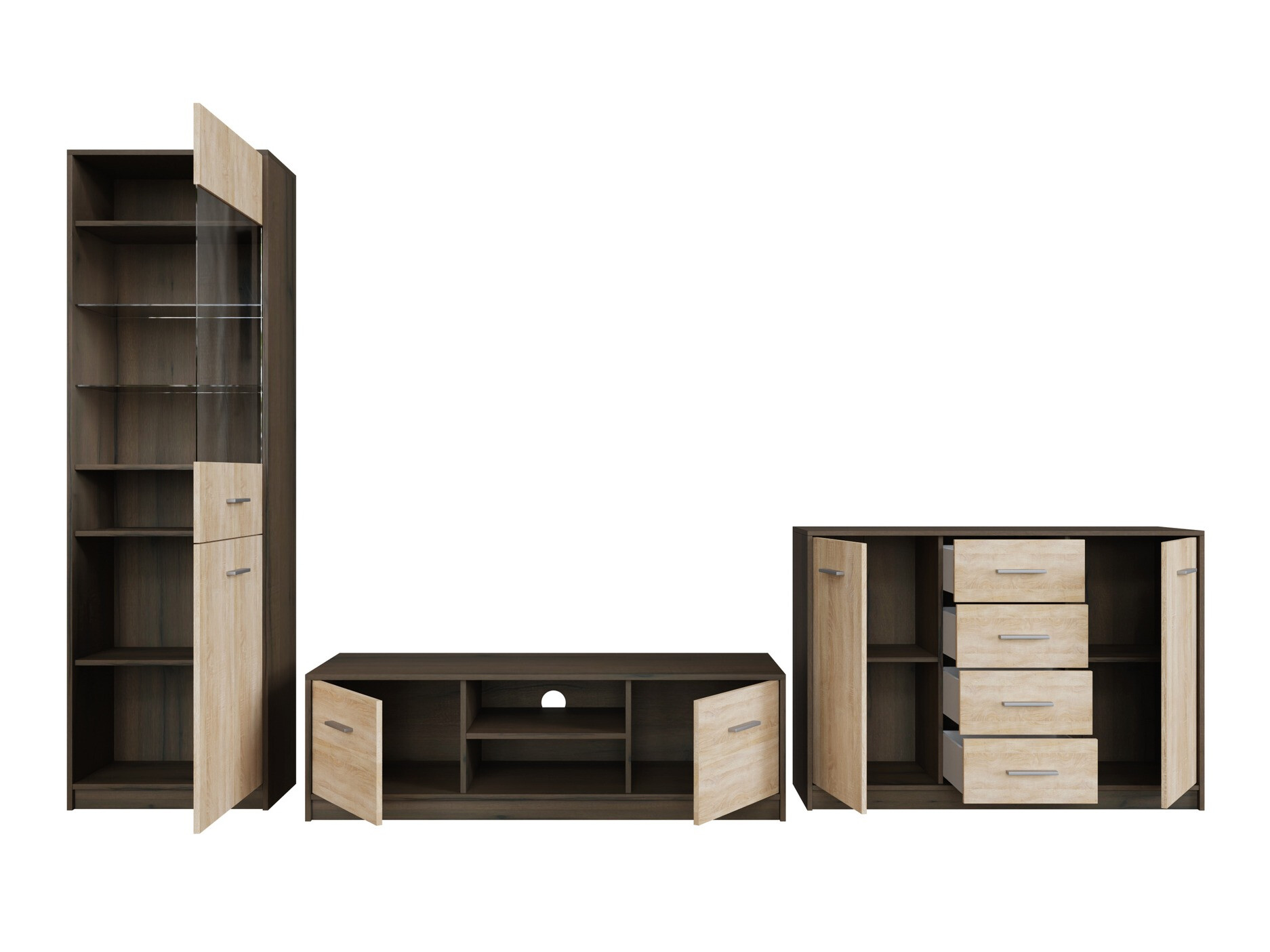 Set za dnevnu sobu Novsore 162 (Tamni hrast + Sonoma hrast)