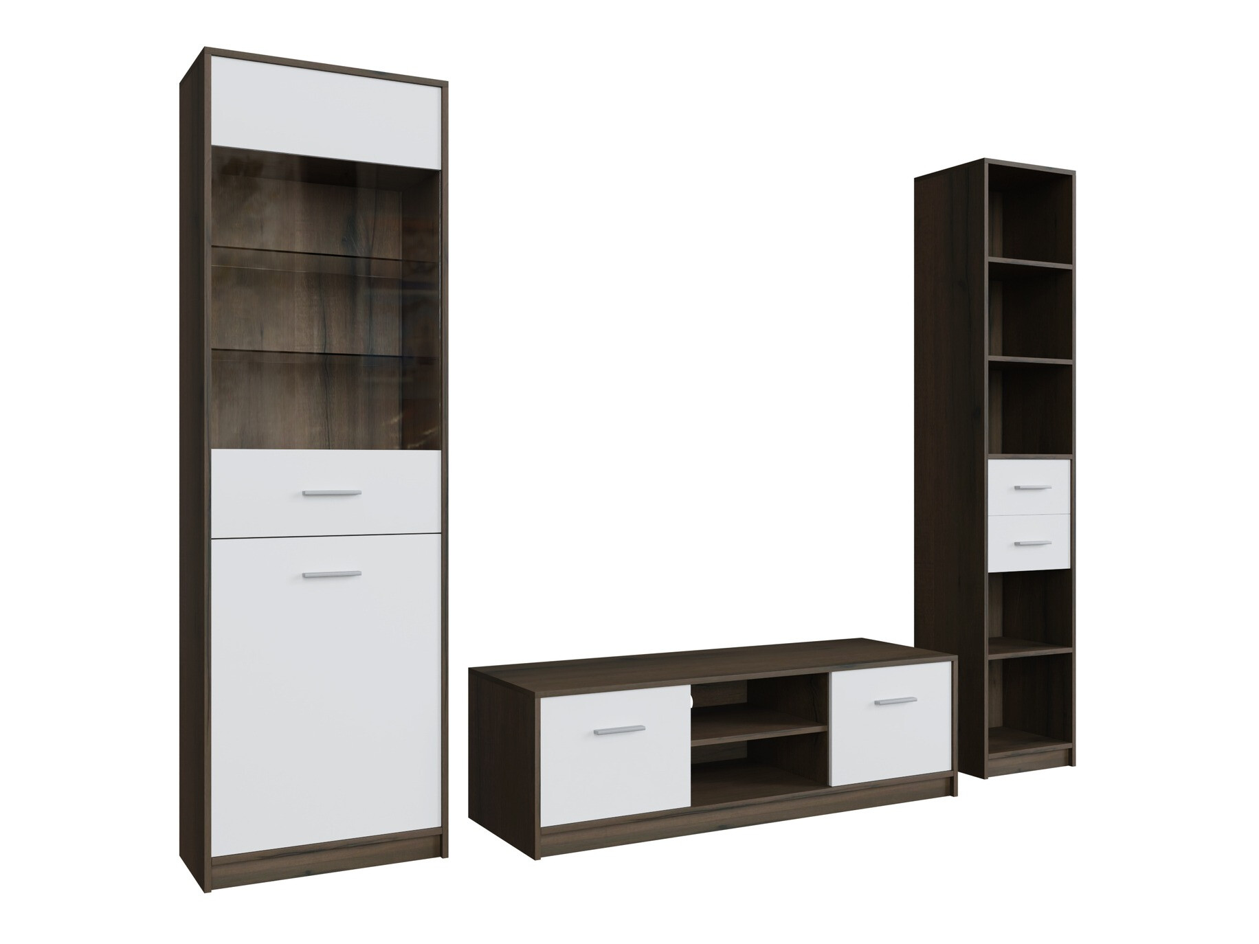 Set za dnevnu sobu Novsore 163 (Tamni hrast + Belo)