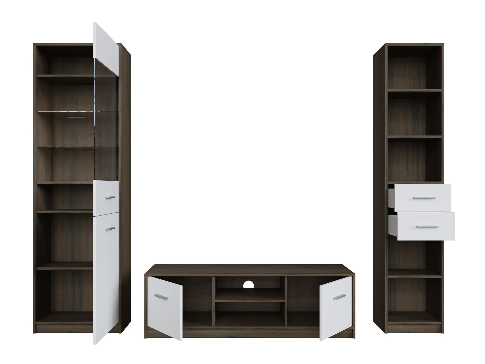 Set za dnevnu sobu Novsore 163 (Tamni hrast + Belo)