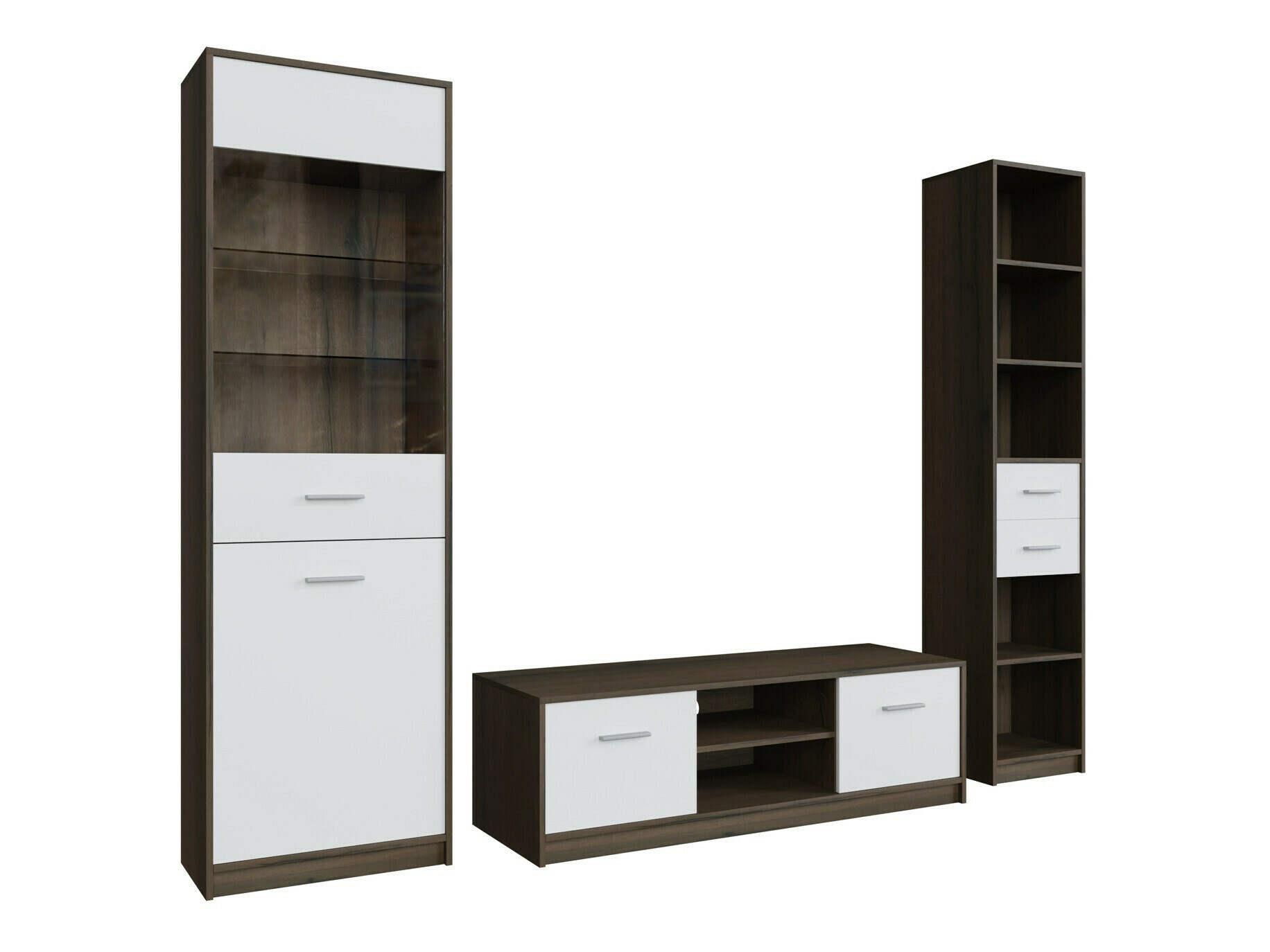 Set za dnevnu sobu Novsore 163 (Tamni hrast + Belo)