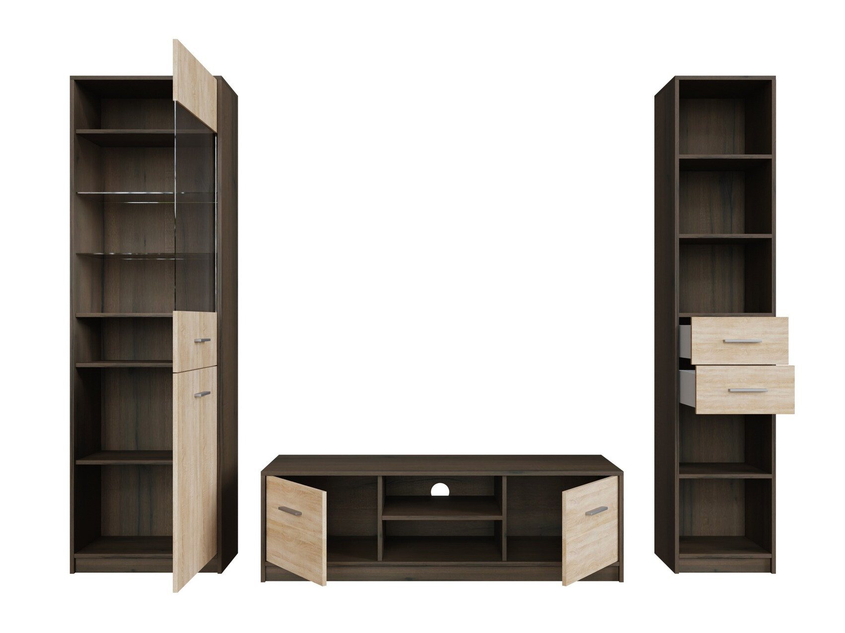 Set za dnevnu sobu Novsore 163 (Tamni hrast + Sonoma hrast)