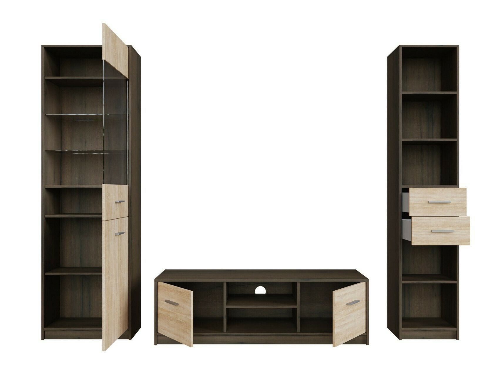 Set za dnevnu sobu Novsore 163 (Tamni hrast + Sonoma hrast)