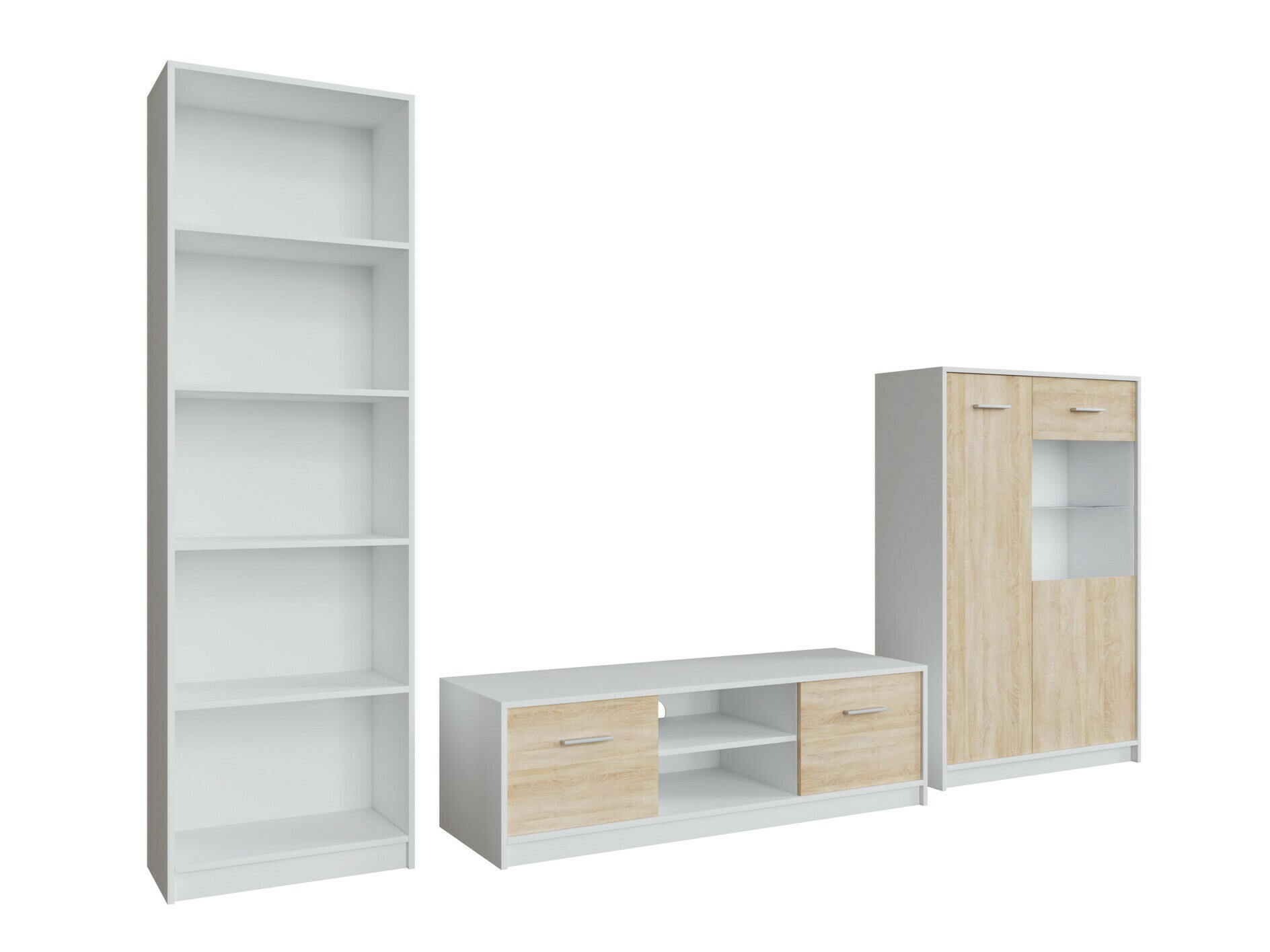 Set za dnevnu sobu Novsore 164 (Belo + Sonoma hrast)