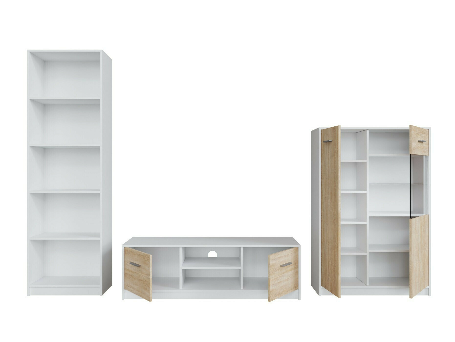 Set za dnevnu sobu Novsore 164 (Belo + Sonoma hrast)