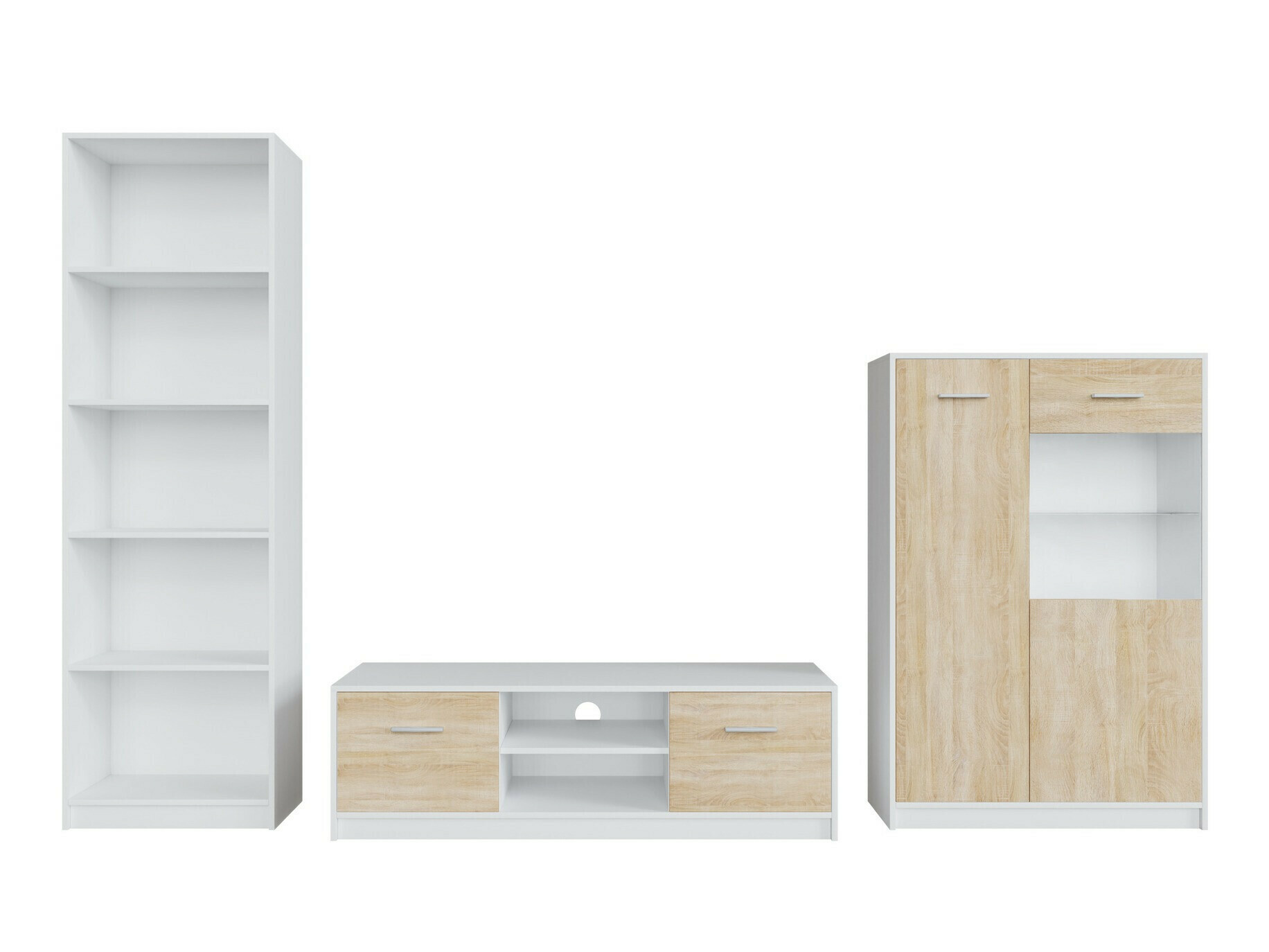 Set za dnevnu sobu Novsore 164 (Belo + Sonoma hrast)