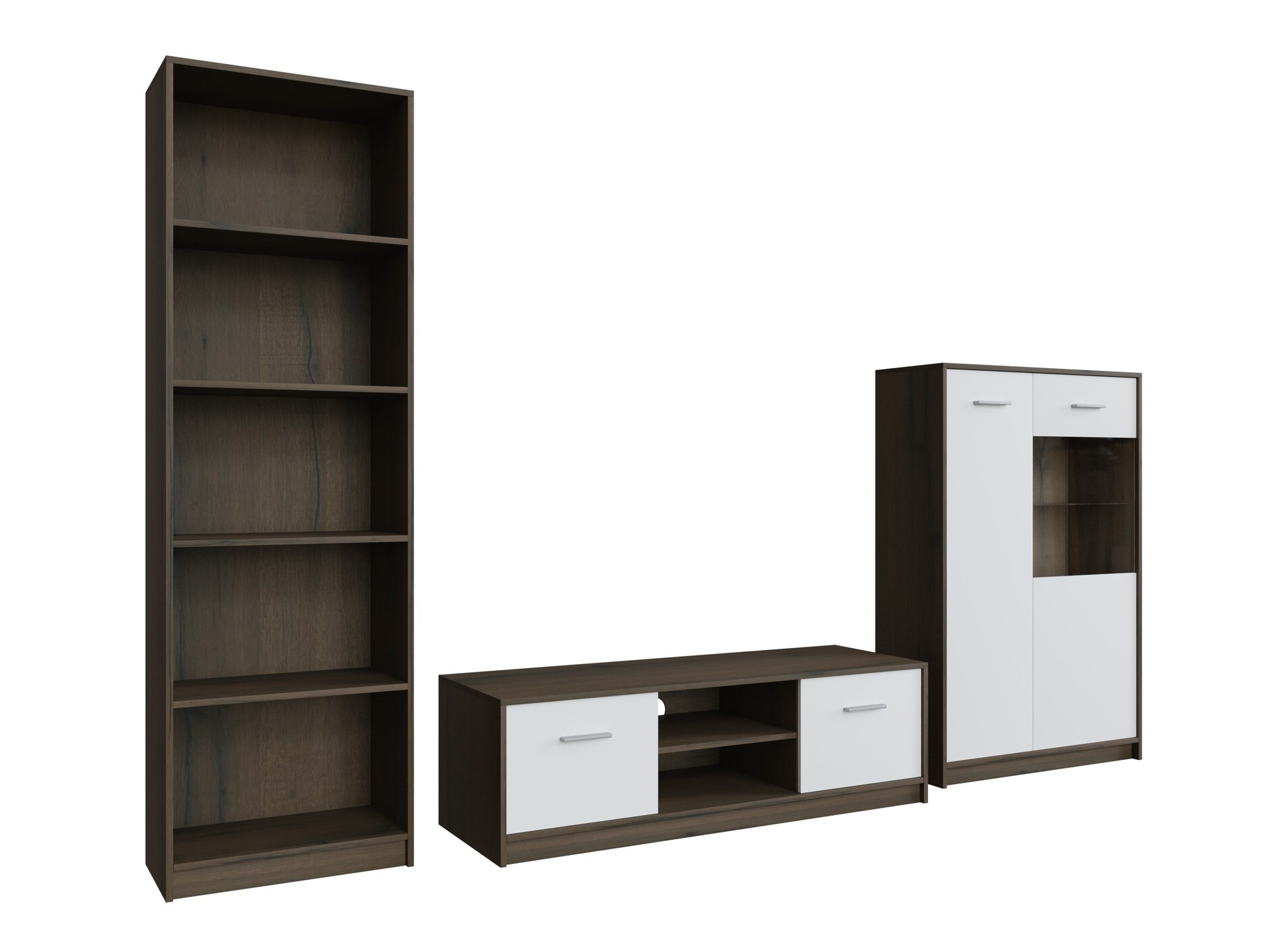 Set za dnevnu sobu Novsore 164 (Tamni hrast + Belo)