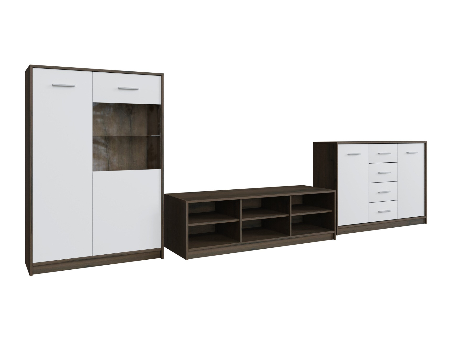 Set za dnevnu sobu Novsore 165 (Tamni hrast + Belo)