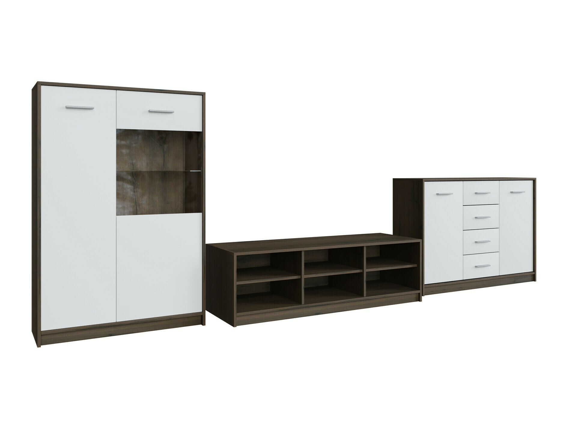 Set za dnevnu sobu Novsore 165 (Tamni hrast + Belo)