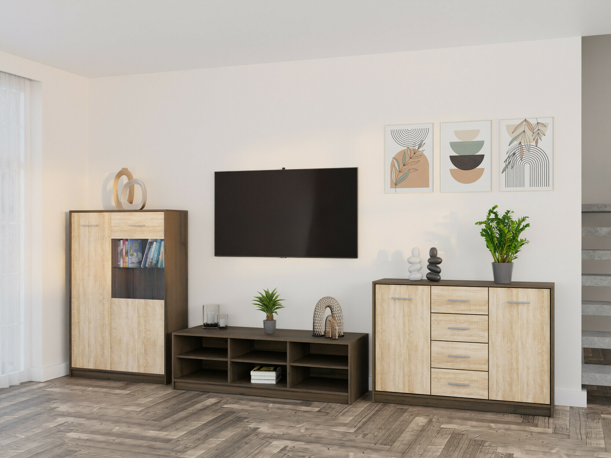 Set za dnevnu sobu Novsore 165 (Tamni hrast + Sonoma hrast)