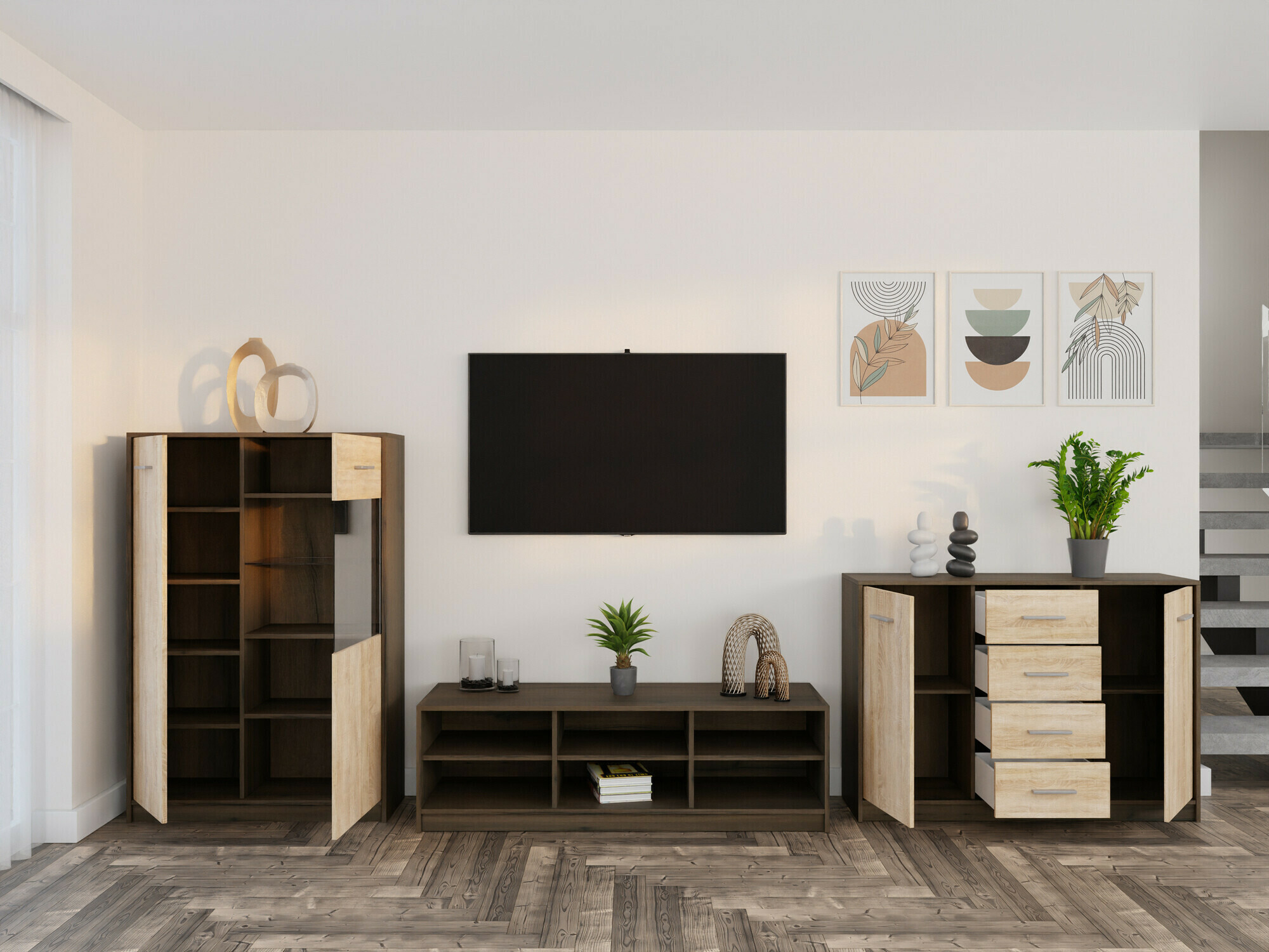 Set za dnevnu sobu Novsore 165 (Tamni hrast + Sonoma hrast)