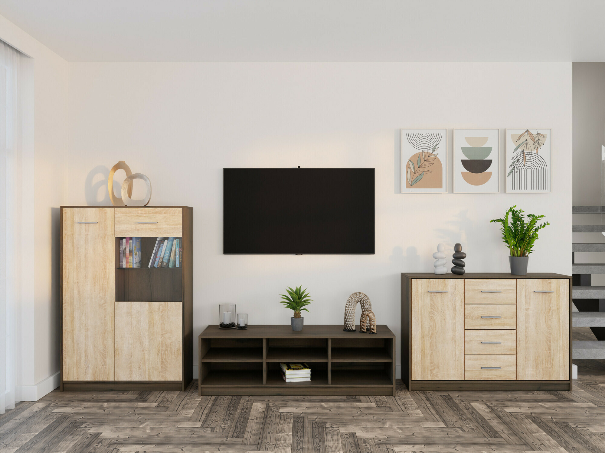 Set za dnevnu sobu Novsore 165 (Tamni hrast + Sonoma hrast)