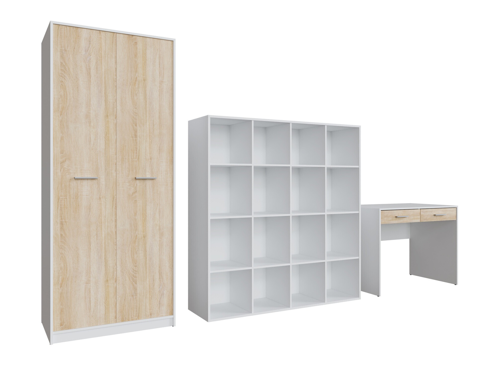 Set za kućnu kancelariju Novsore 166 (Belo + Sonoma hrast)