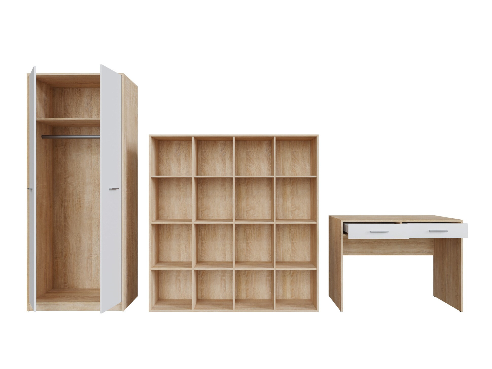 Set za kućnu kancelariju Novsore 166 (Sonoma hrast + Belo)