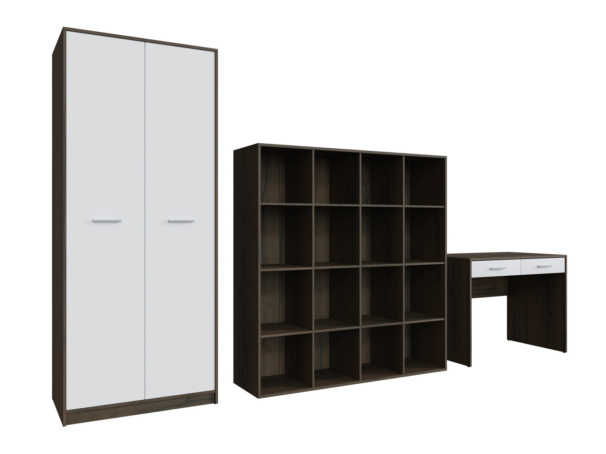 Set za kućnu kancelariju Novsore 166 (Tamni hrast + Belo)