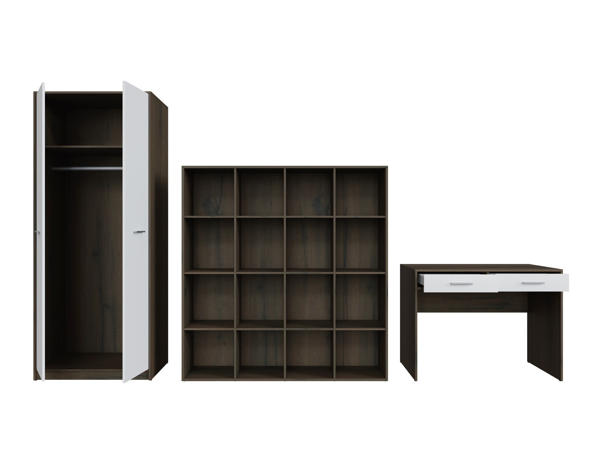 Set za kućnu kancelariju Novsore 166 (Tamni hrast + Belo)