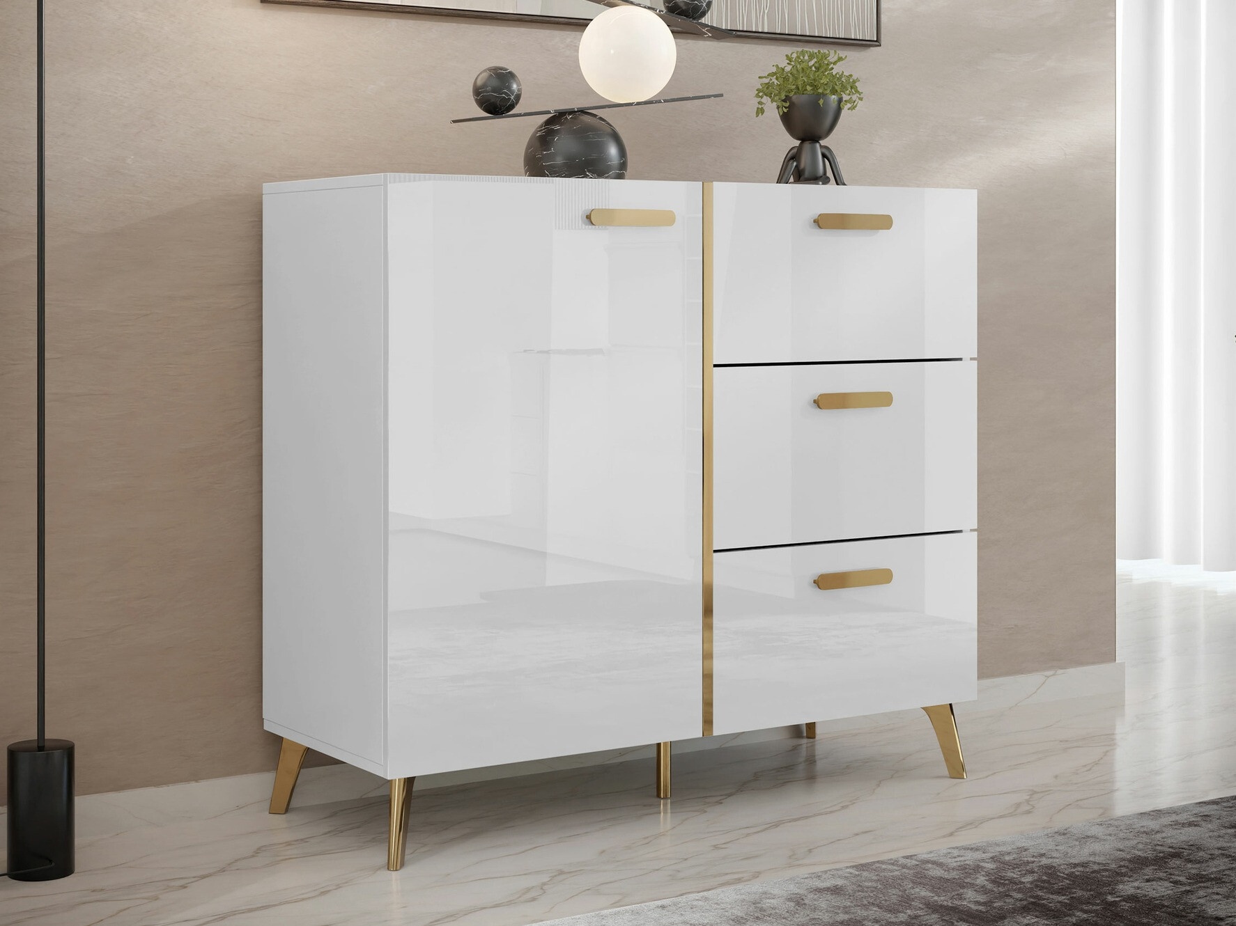 Komoda Comfivo Teslomo 108 (Belo + Sjajno belo)