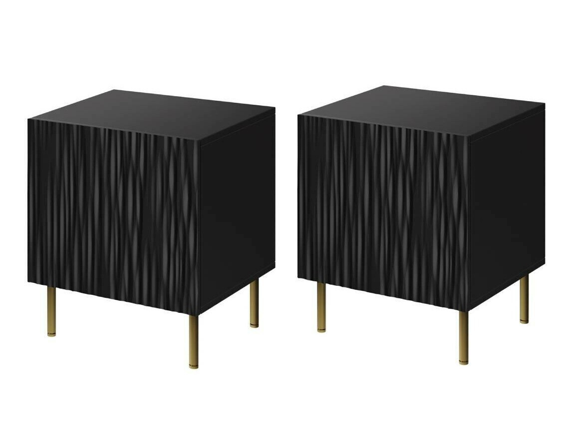 Set noćnih ormarića Lorelbo 102 (Crno + Zlatan)