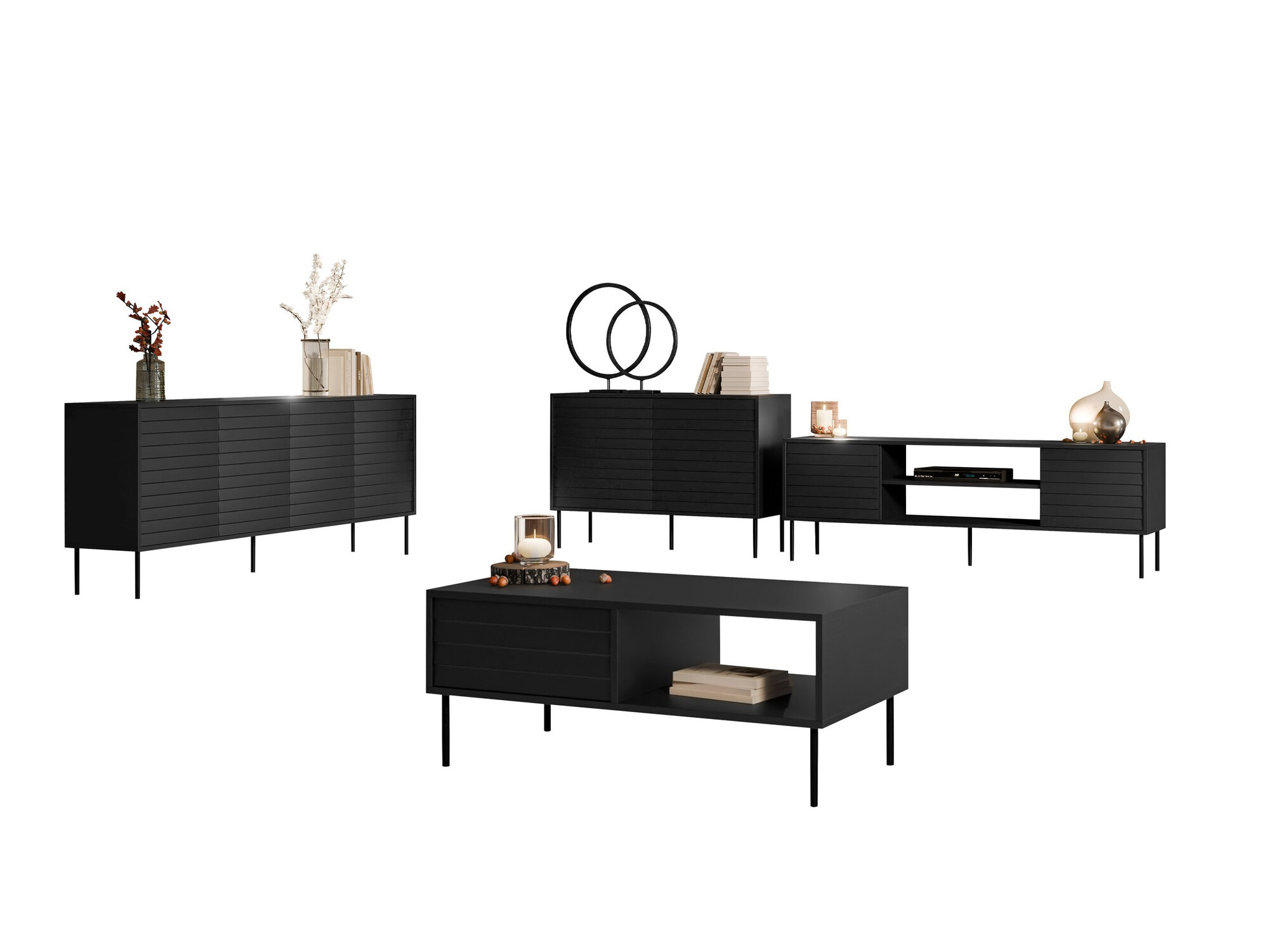 Set za dnevnu sobu Flosoru 110 (Crno)