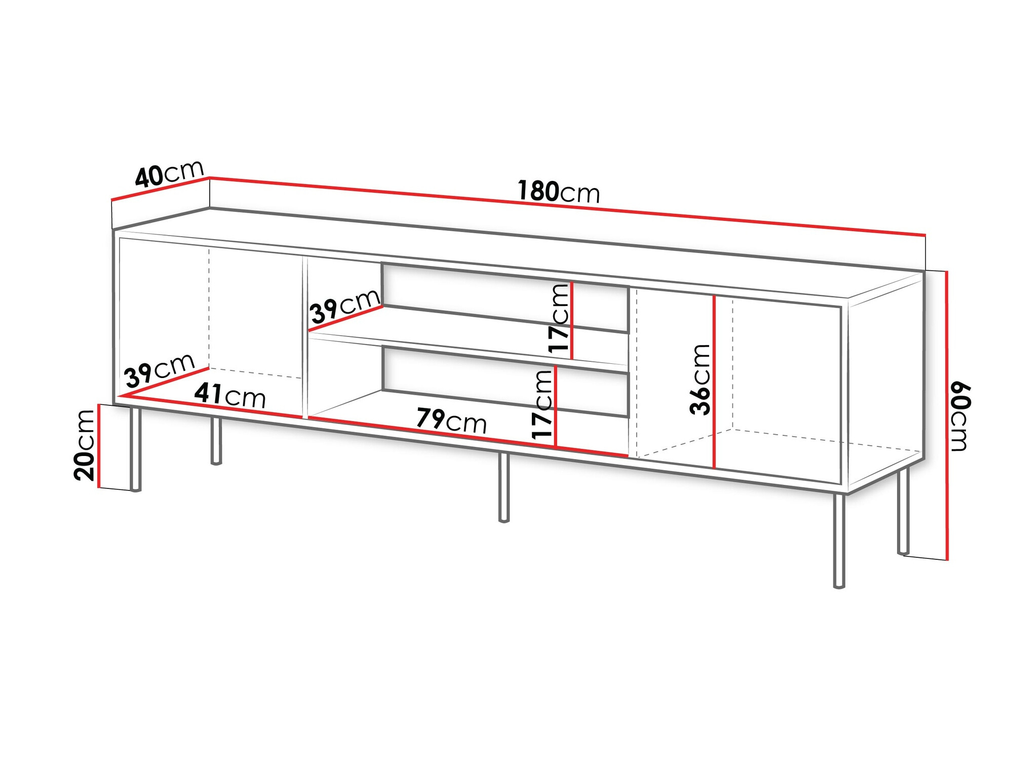 TV komoda Flosoru 104 (Orah + Crno)