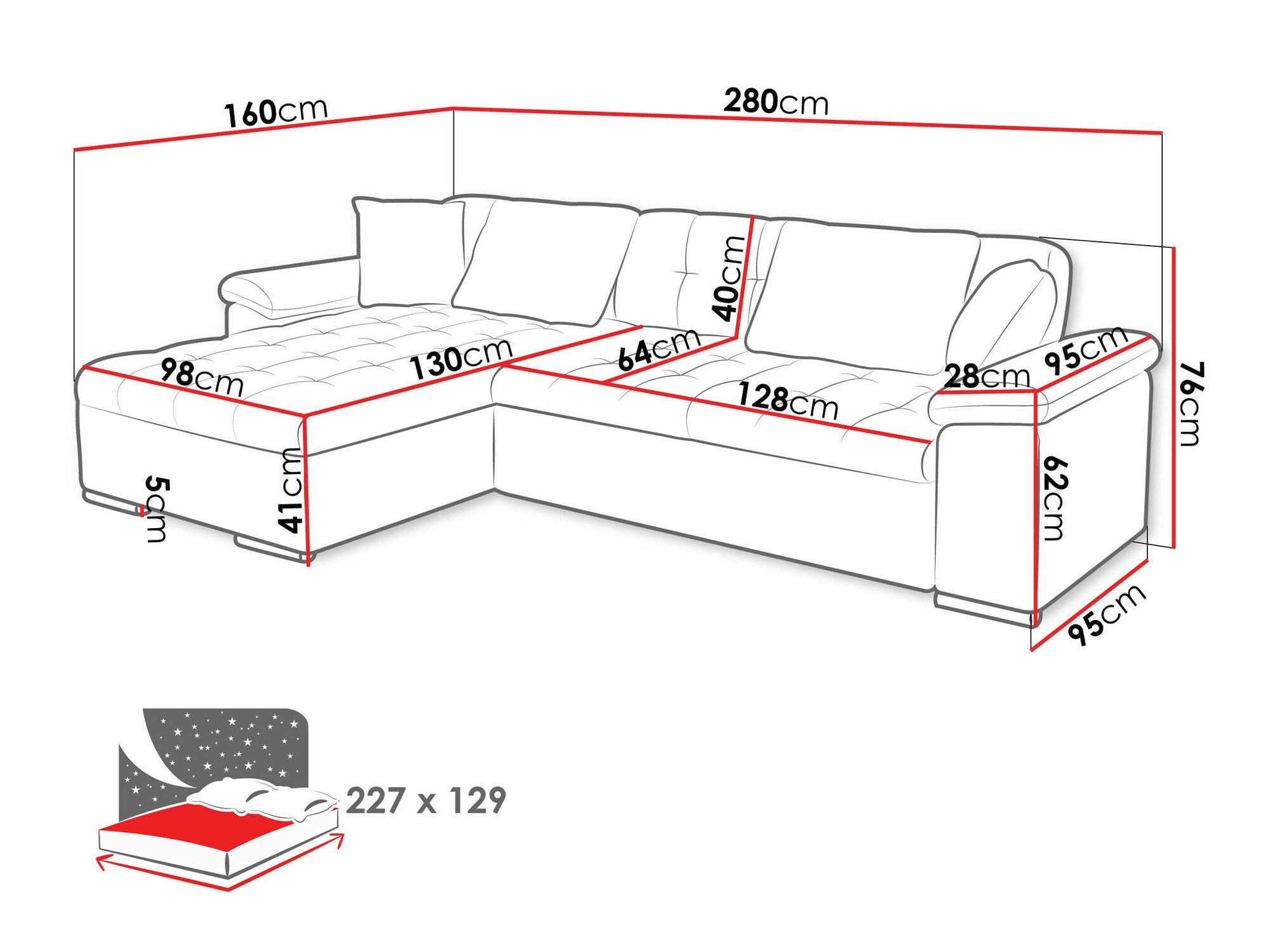 Ugaona sofa Comfivo 107 (Coral 45)