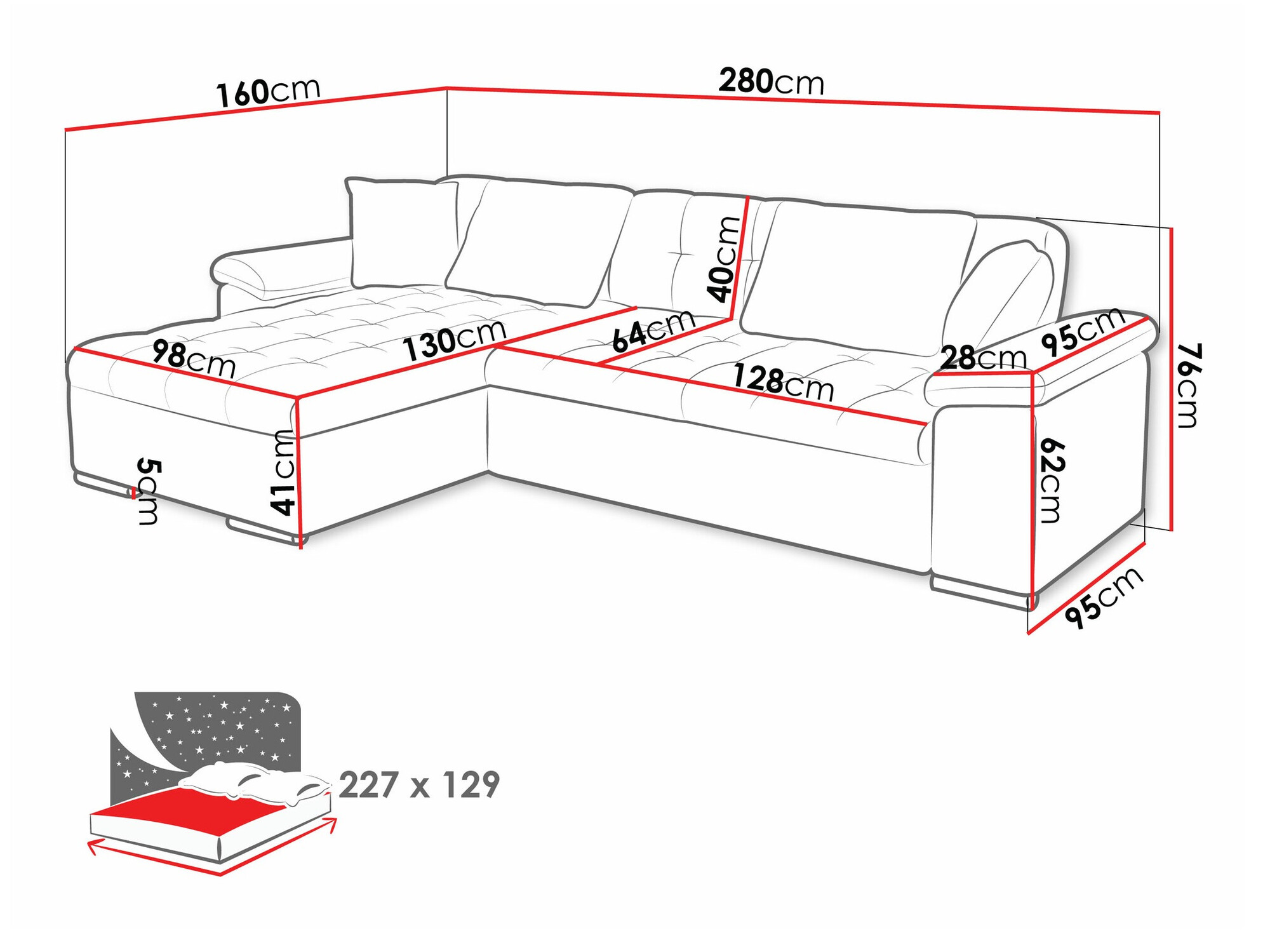 Ugaona sofa Comfivo 107 (Coral 45)