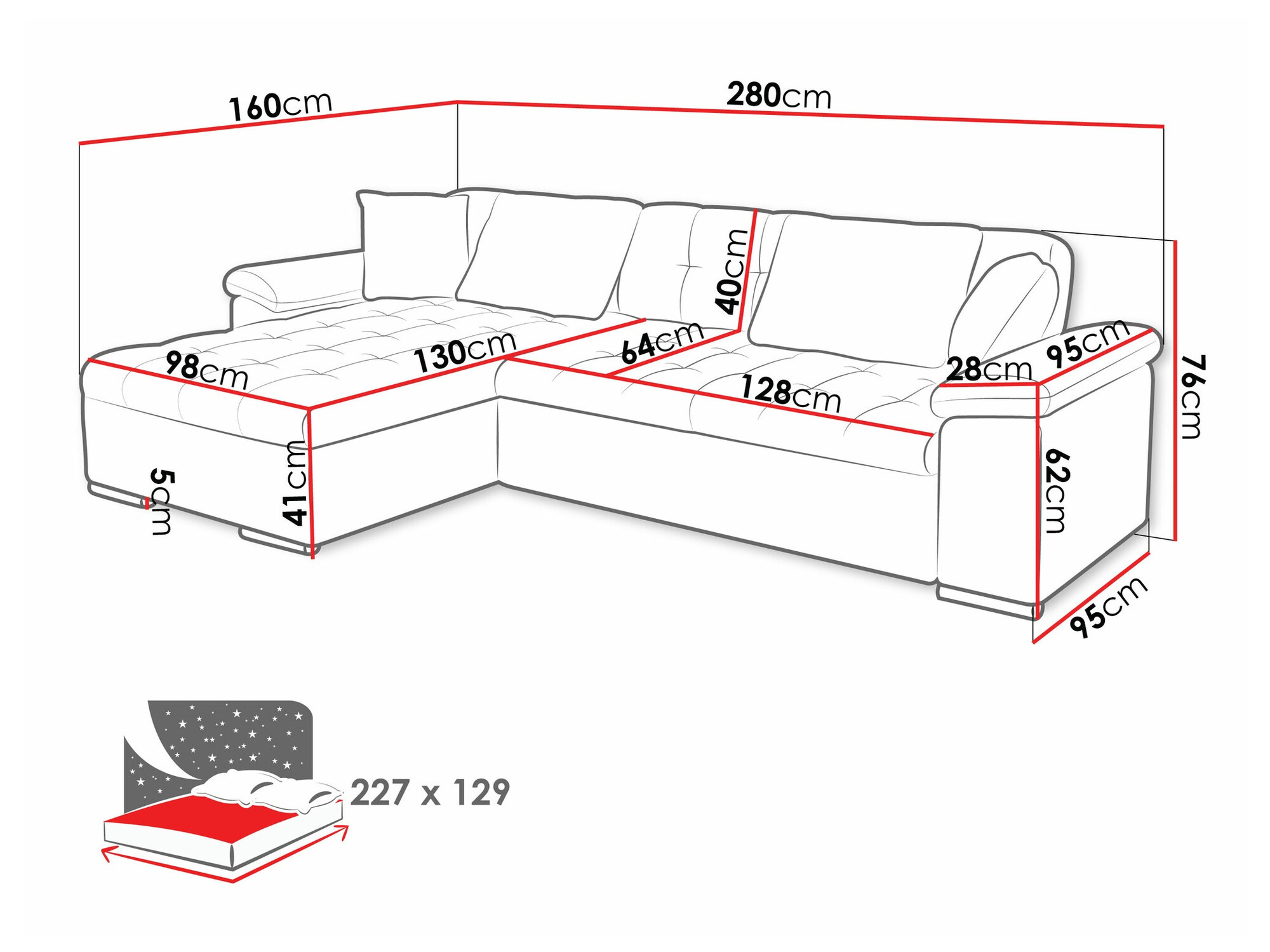 Ugaona sofa Comfivo 107 (Coral 75)