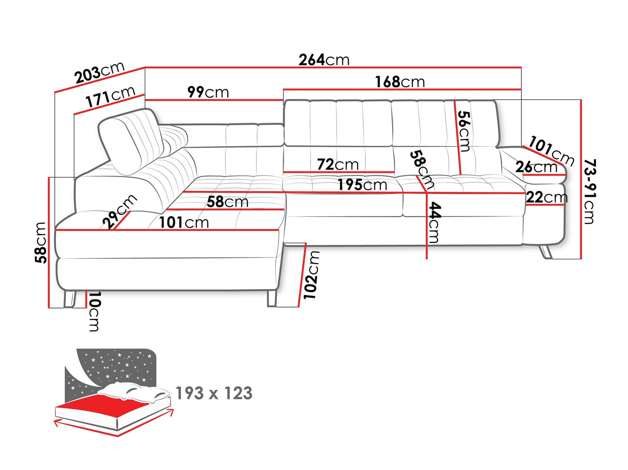 Ugaona sofa Comfivo 207 (Coral 45)