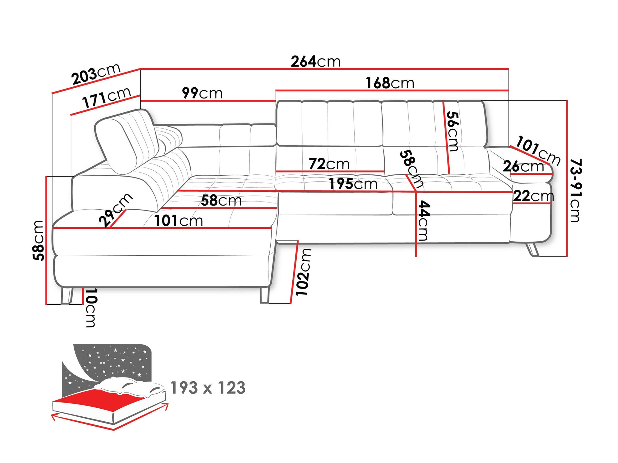 Ugaona sofa Comfivo 207 (Coral 65)