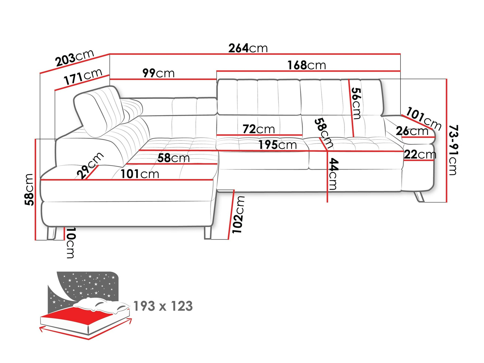 Ugaona sofa Comfivo 207 (Fresh 13)
