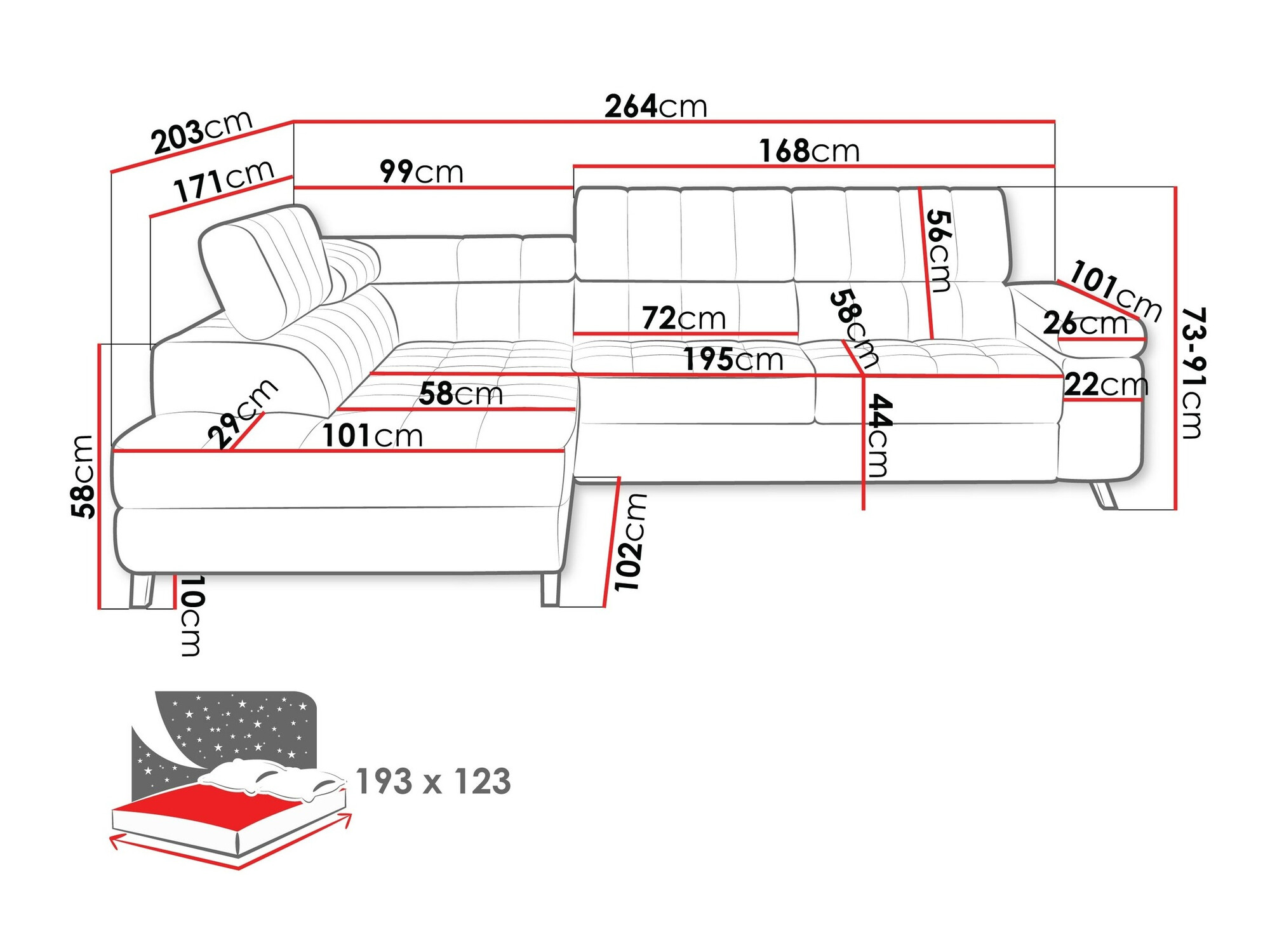 Ugaona sofa Comfivo 207 (Magic Velvet 2227)