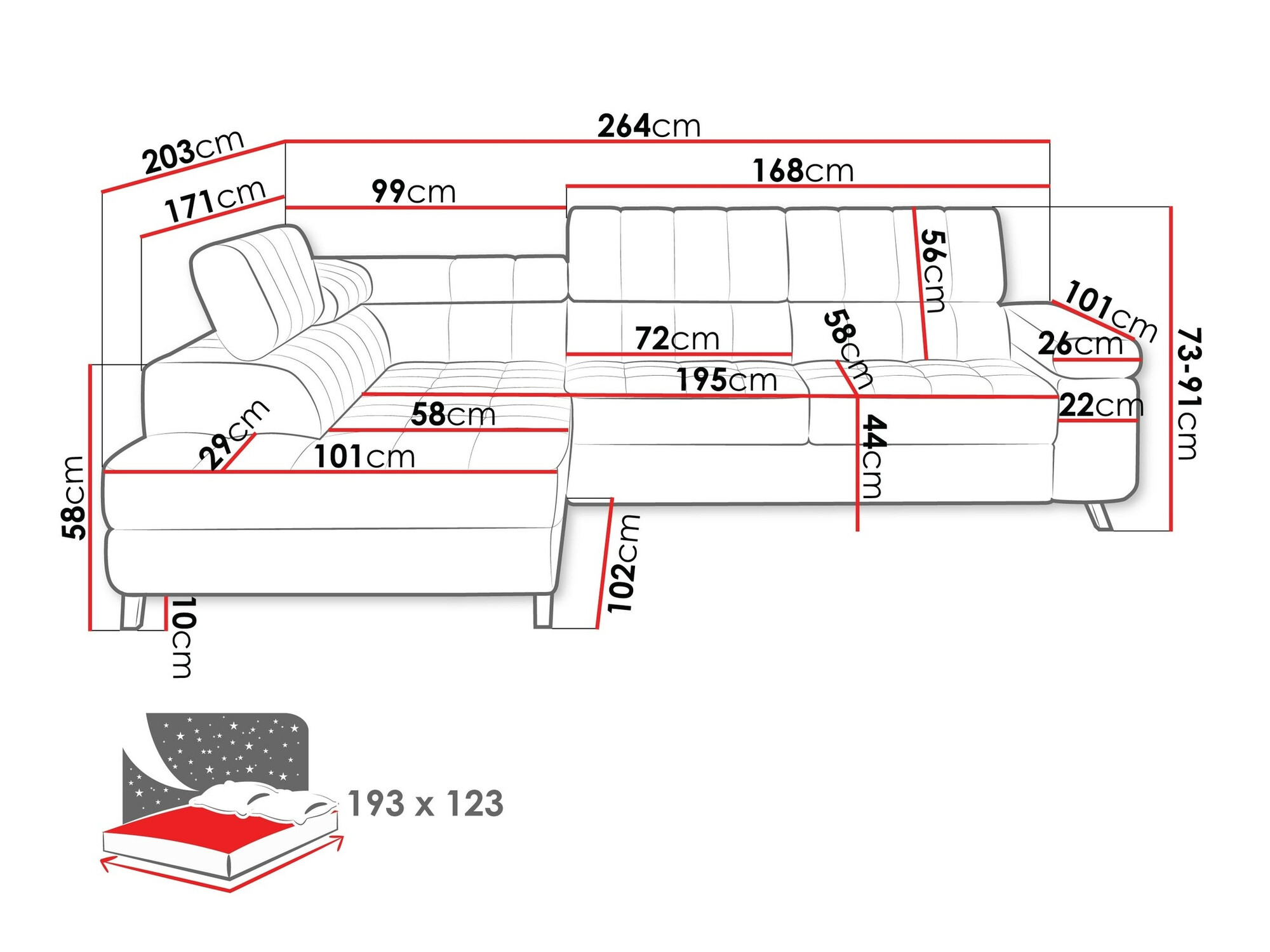 Ugaona sofa Comfivo 207 (Magic Velvet 2227)