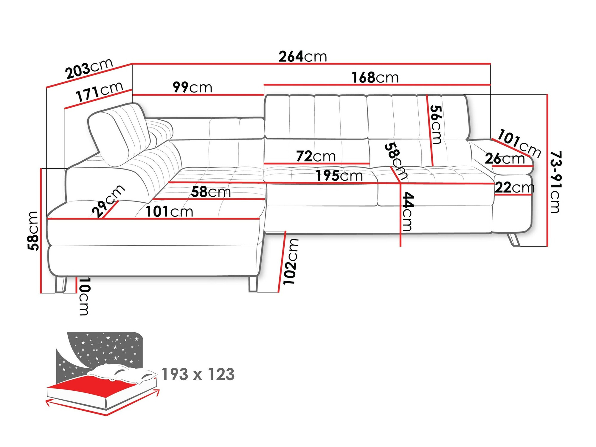 Ugaona sofa Comfivo 207 (Sorriso 22)