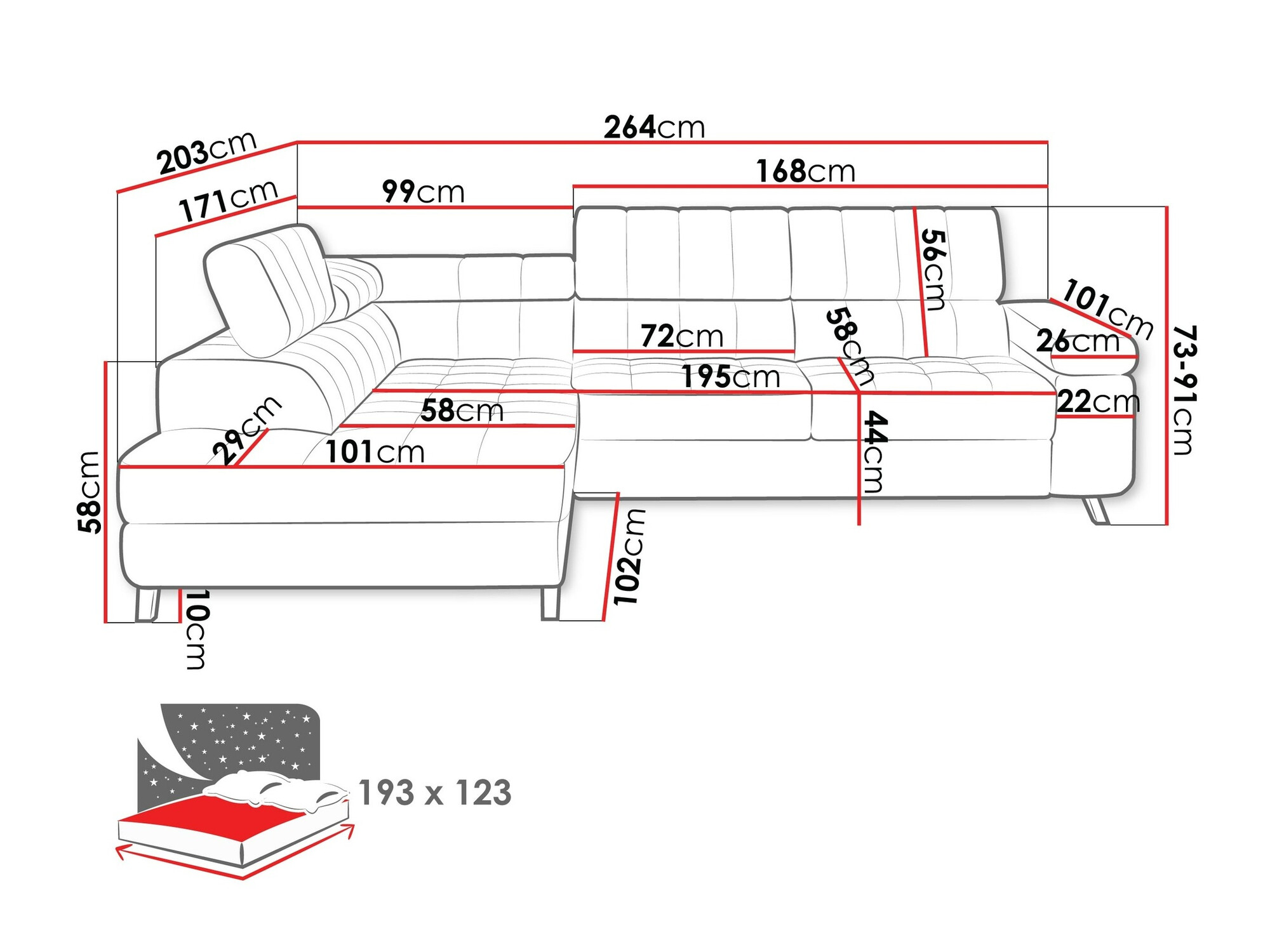 Ugaona sofa Comfivo 207 (Sorriso 22)