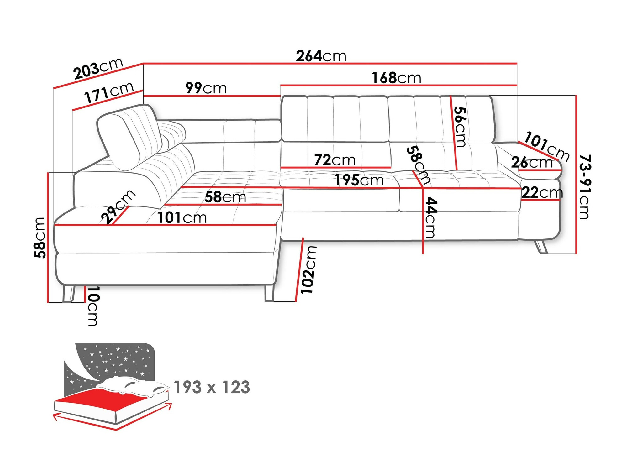 Ugaona sofa Comfivo 207 (Velo 625)