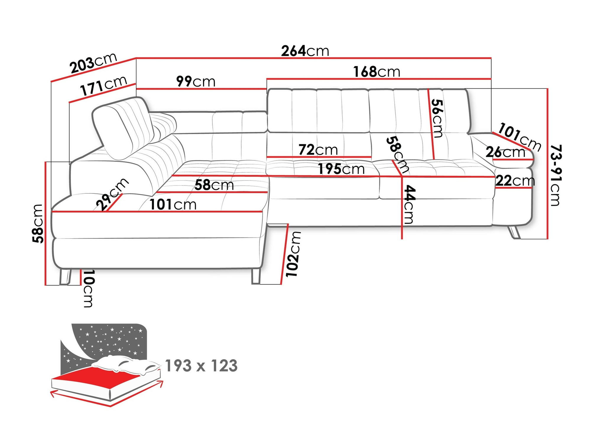 Ugaona sofa Comfivo 207 (Venus Velvet 2926)