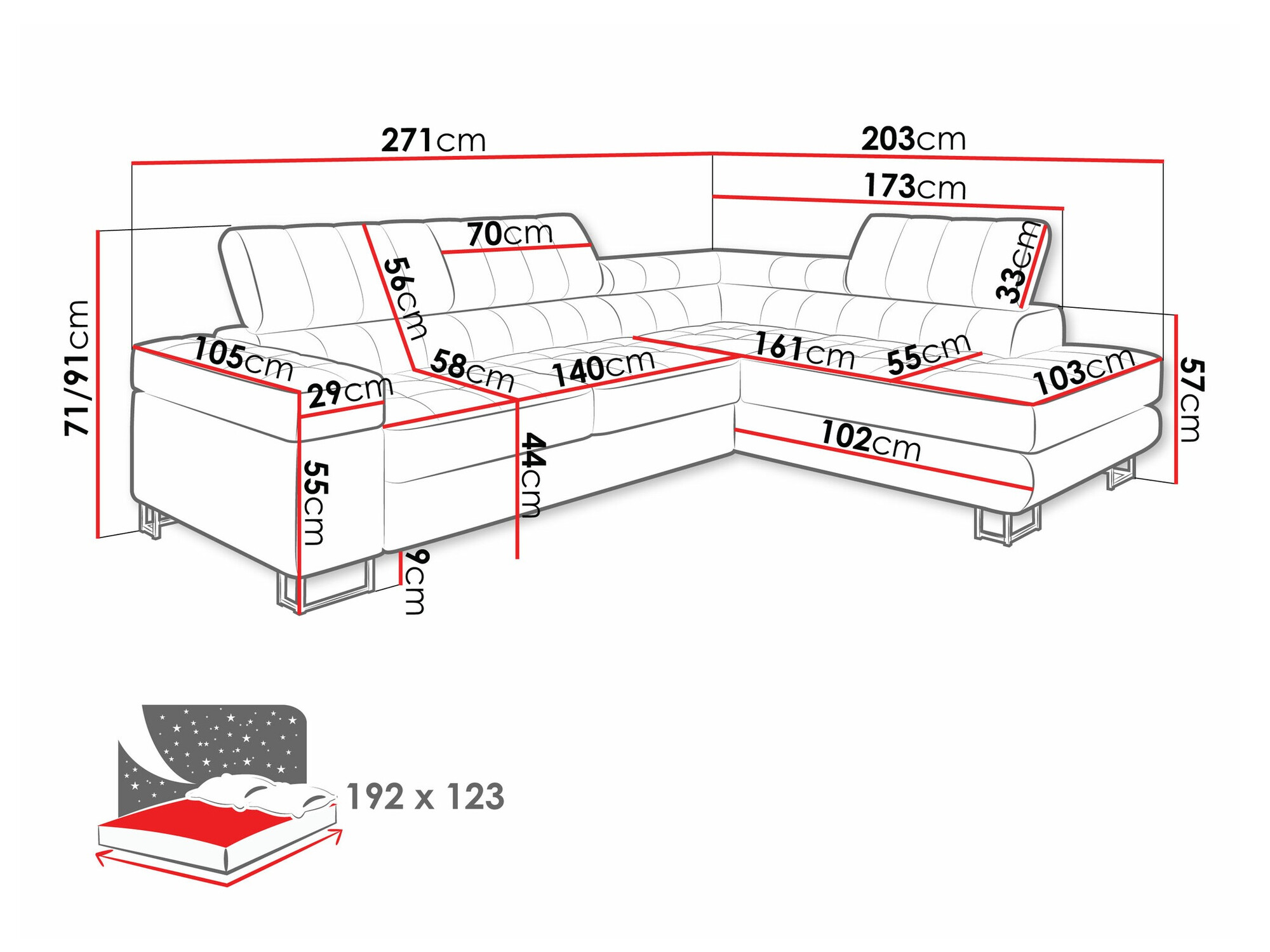 Ugaona sofa Comfivo 232 (Coral 45)