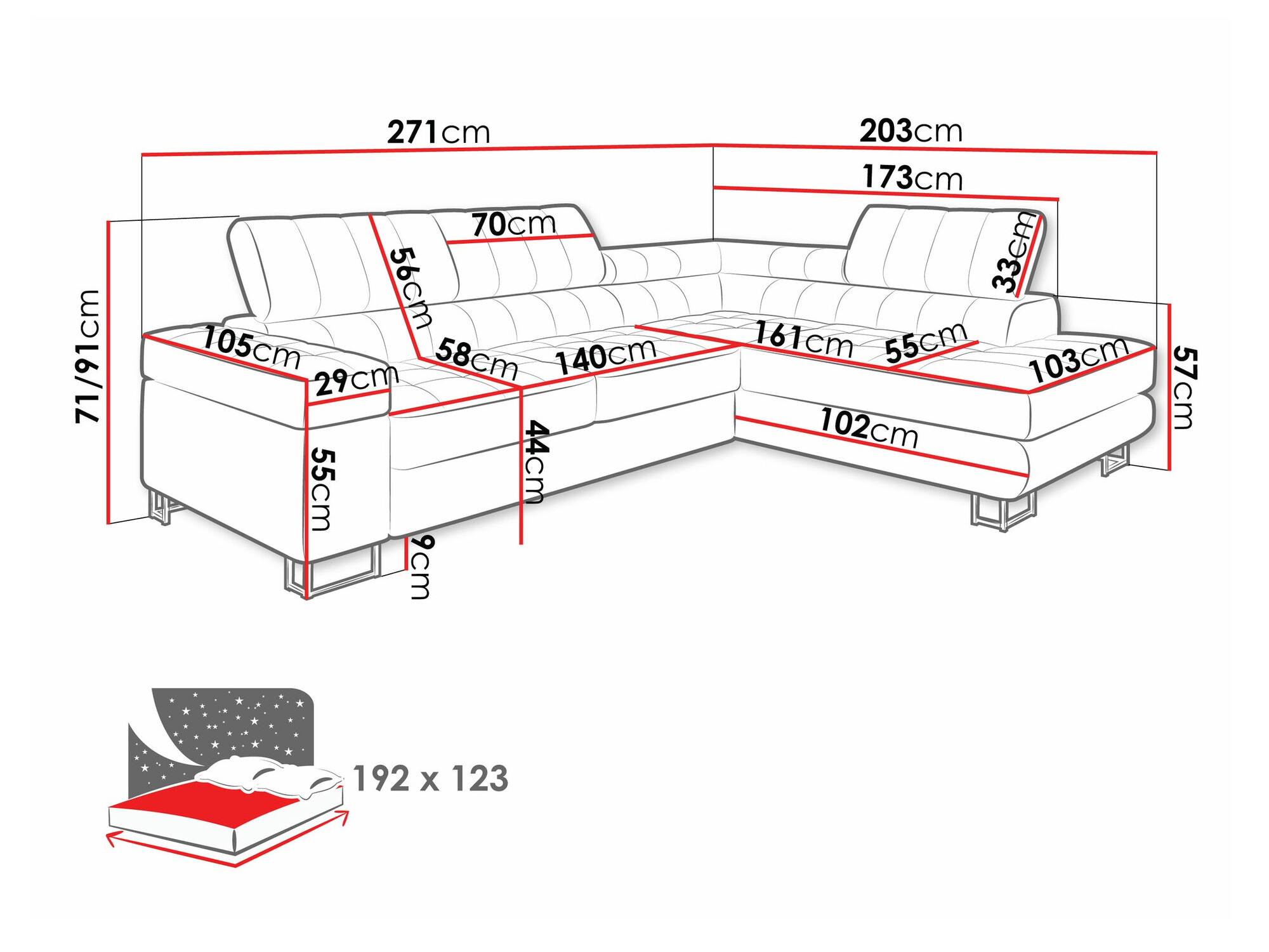 Ugaona sofa Comfivo 232 (Coral 45)
