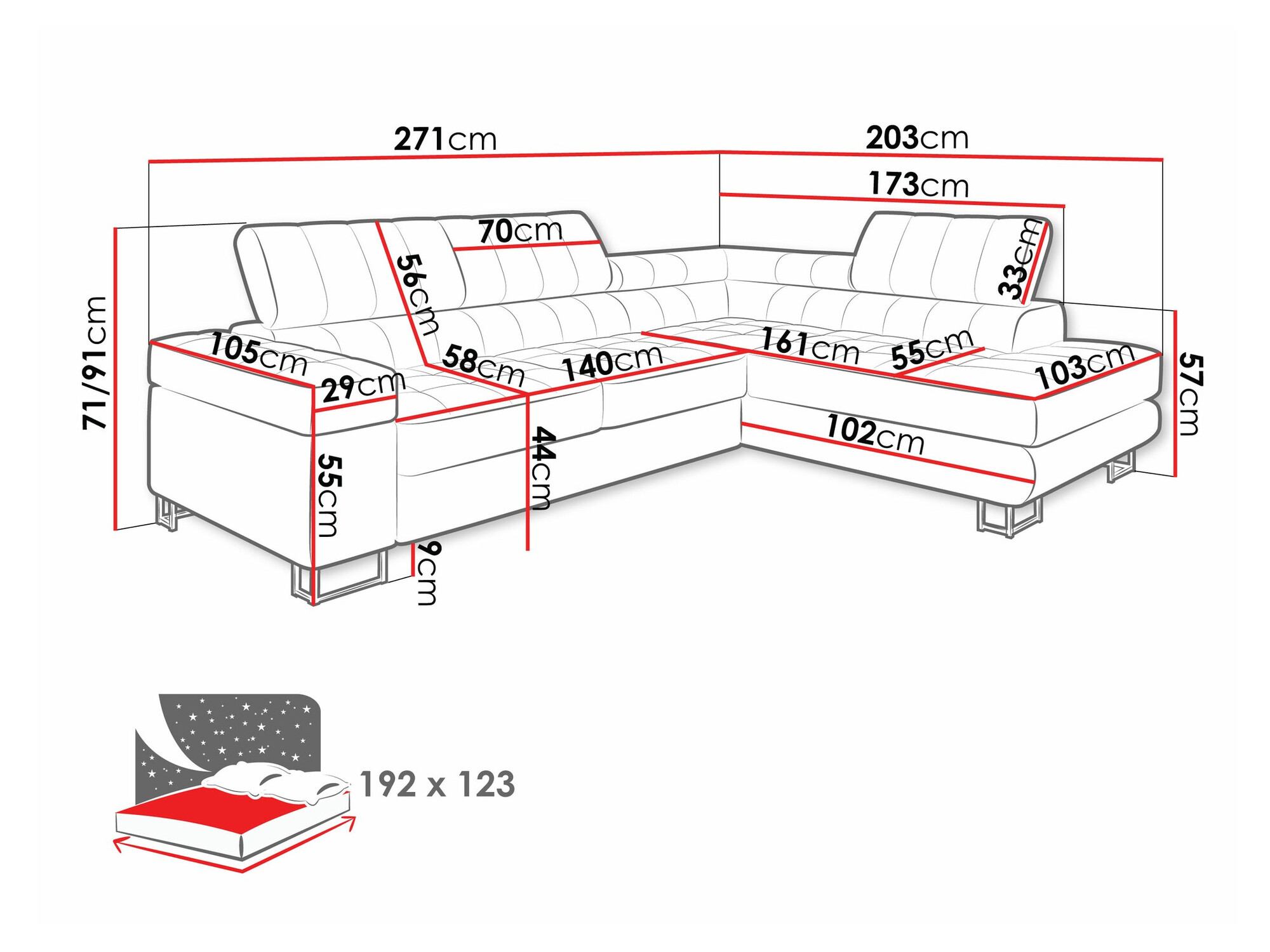 Ugaona sofa Comfivo 232 (Coral 65)