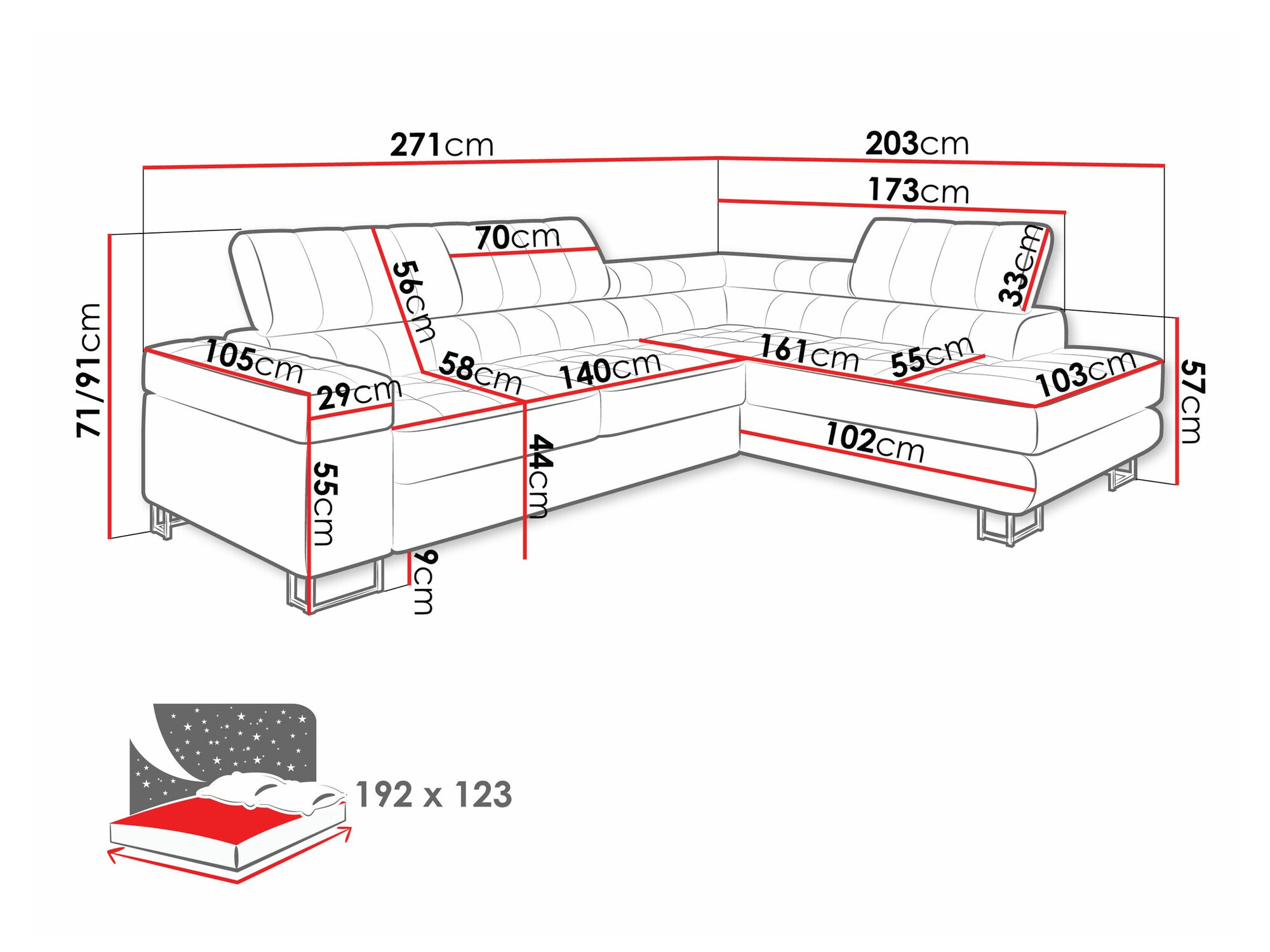 Ugaona sofa Comfivo 232 (Coral 65)