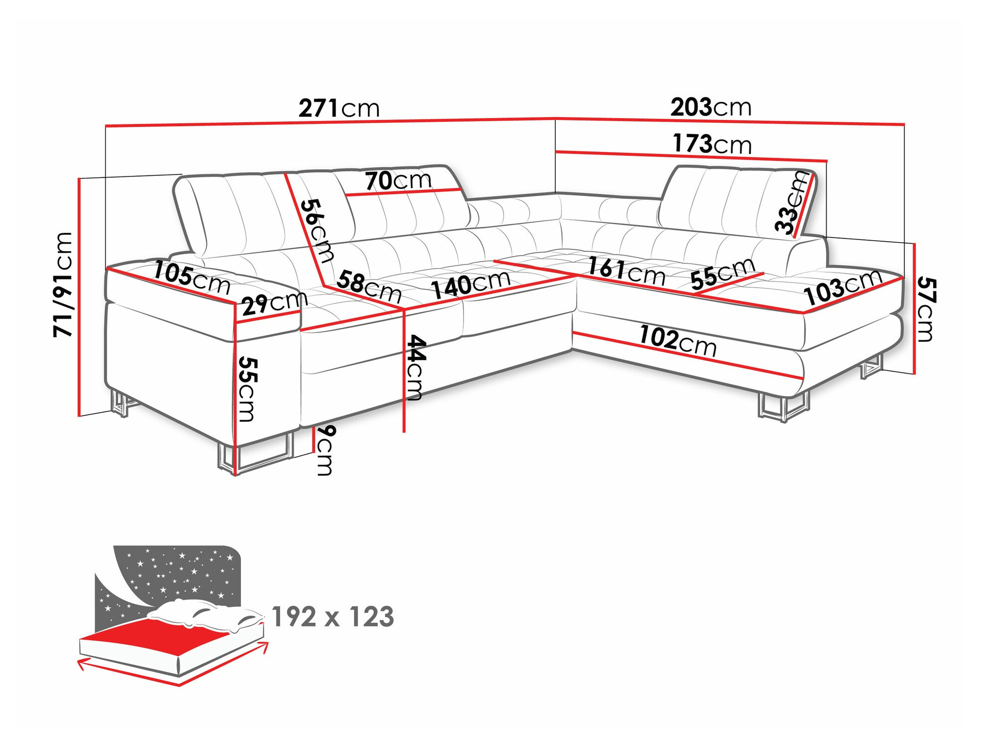 Ugaona sofa Comfivo 232 (Coral 75)