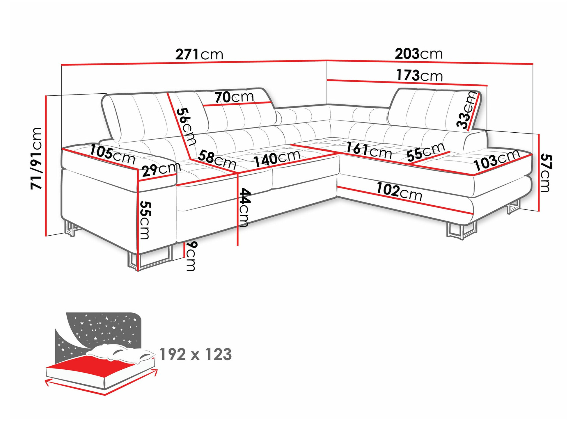 Ugaona sofa Comfivo 232 (Coral 75)