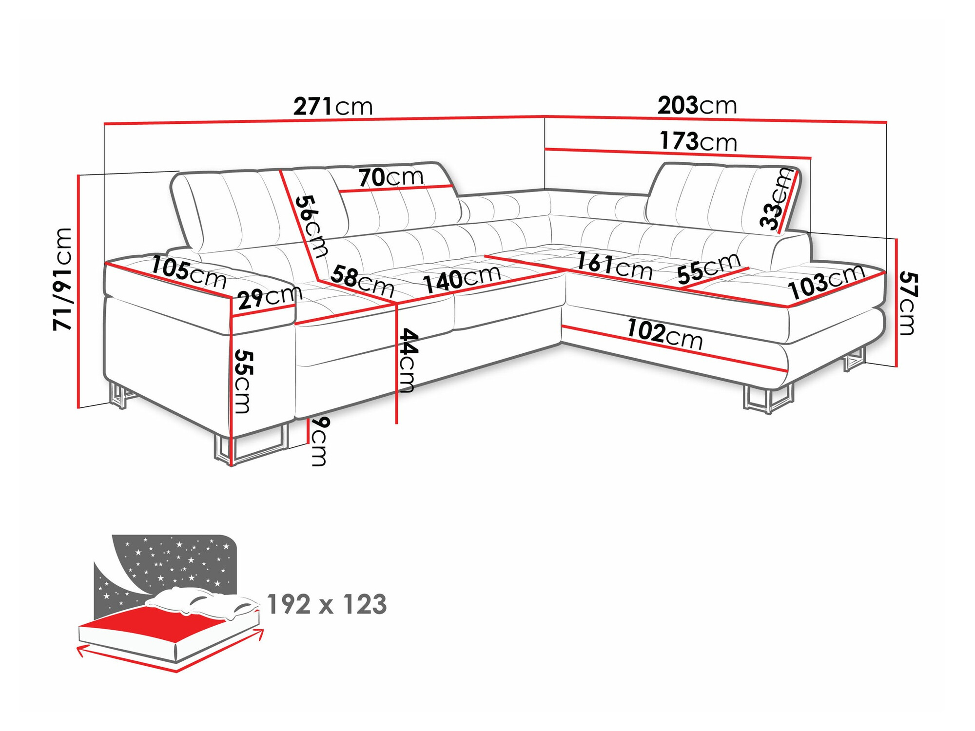 Ugaona sofa Comfivo 232 (Flow 06)